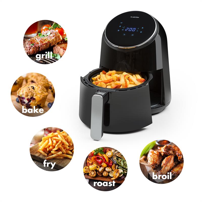 Klarstein AirVital, teplovzdušná fritéza, 1300 W, 2,5 l, nepriľnavý povrch CeraPlus, dotykové ovládanie, čierna – Obrázok 3