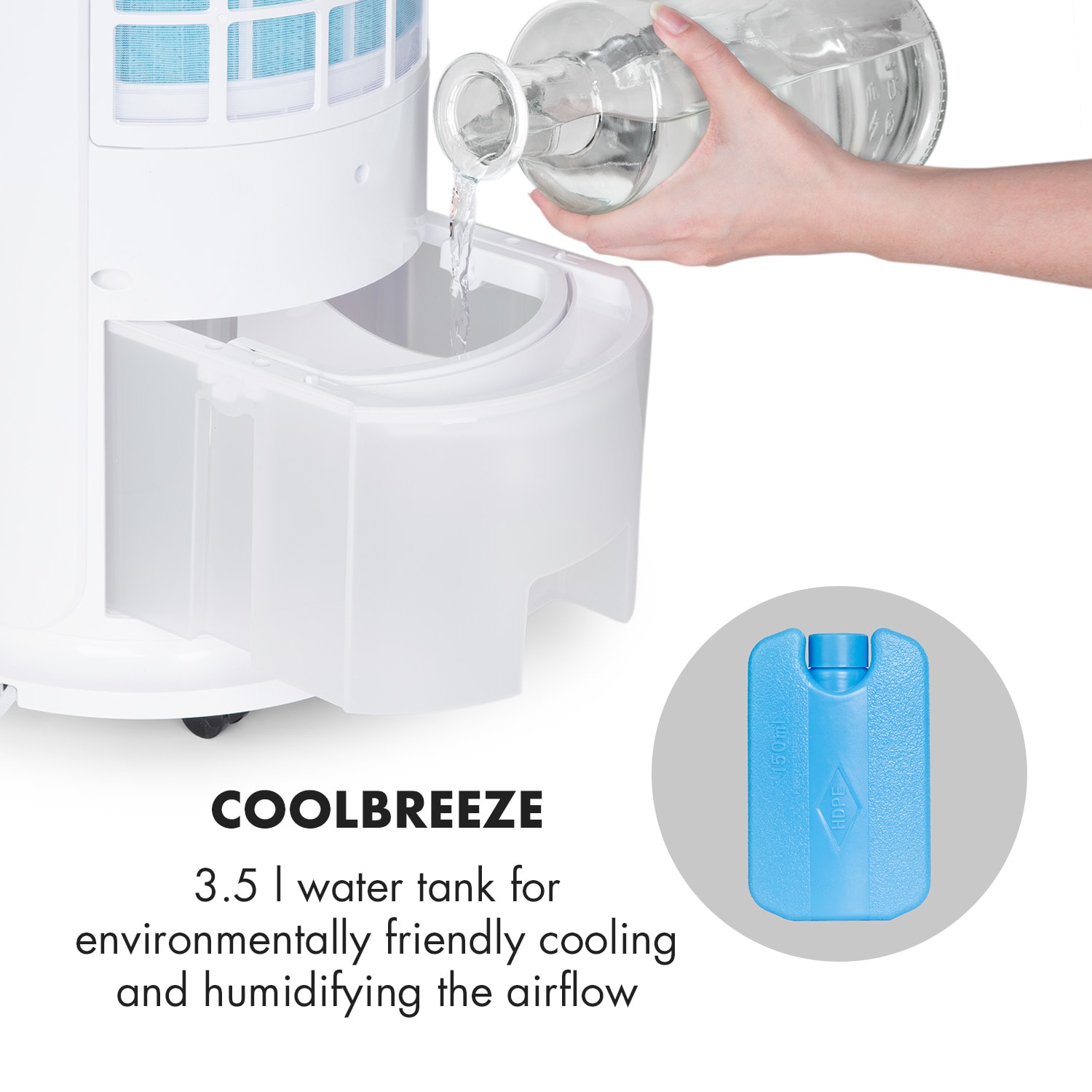 Klarstein Skyscraper Horizon, ochladzovač vzduchu, ventilátor, 60 W, 486 m³/h, 3,5 l, biely – Obrázok 3