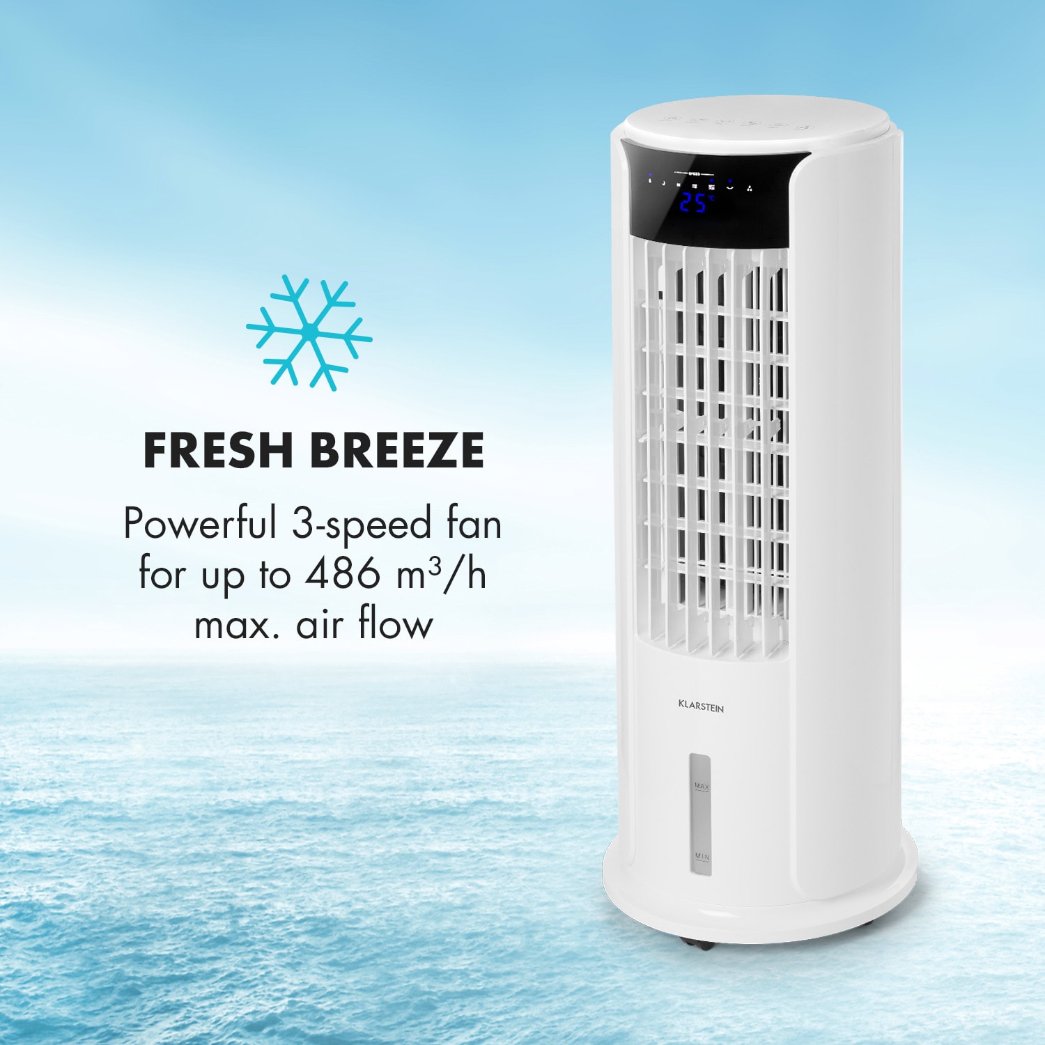 Klarstein Skyscraper Horizon, ochladzovač vzduchu, ventilátor, 60 W, 486 m³/h, 3,5 l, biely – Obrázok 5