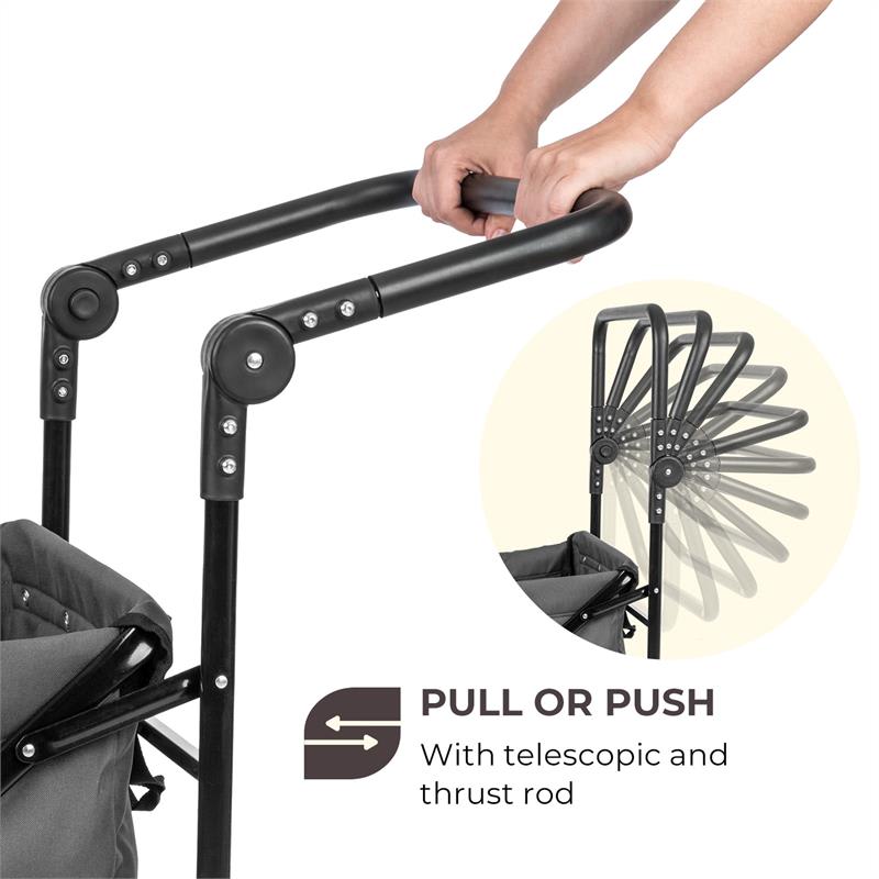 Waldbeck Easy Rider, ťahací vozík, do 70 kg, teleskopická tyč, sklopný, sivý – Obrázok 3