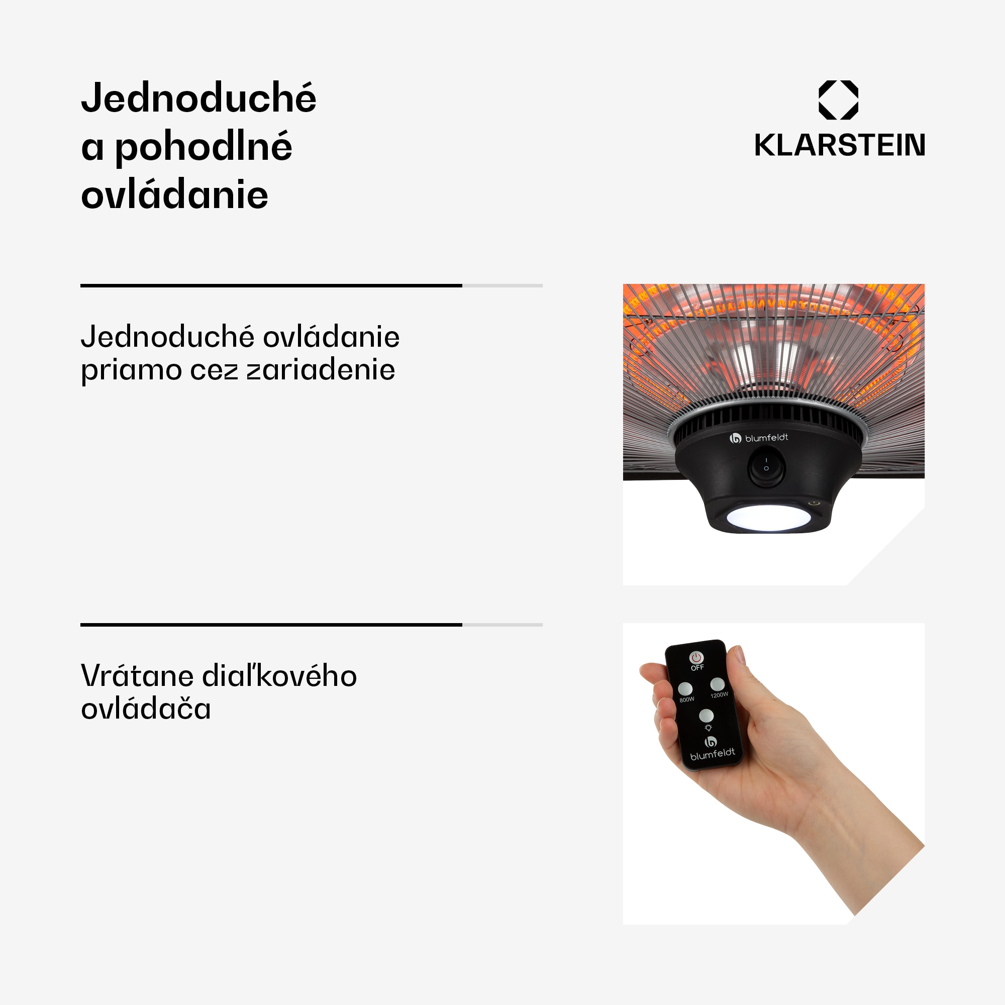 Blumfeldt Heat Square, infračervený ohrievač, 1000 / 2000 W, uhlíkové výhrevné teleso, IP34, LED – Obrázok 3