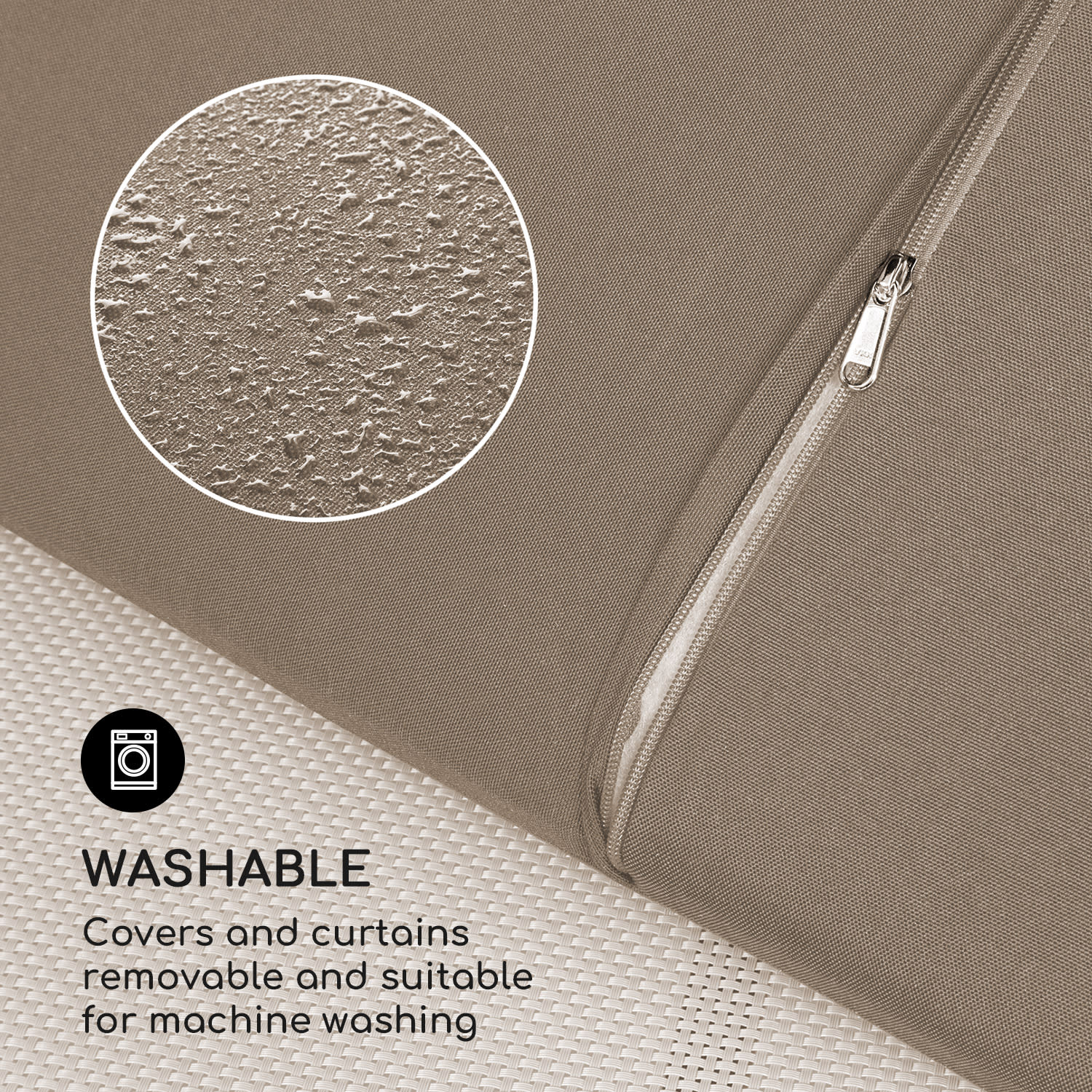 Blumfeldt Senator Lounge, záhradné lehátko, 188 x 208 x 205 cm, strieška proti slnku, taupe – Obrázok 4