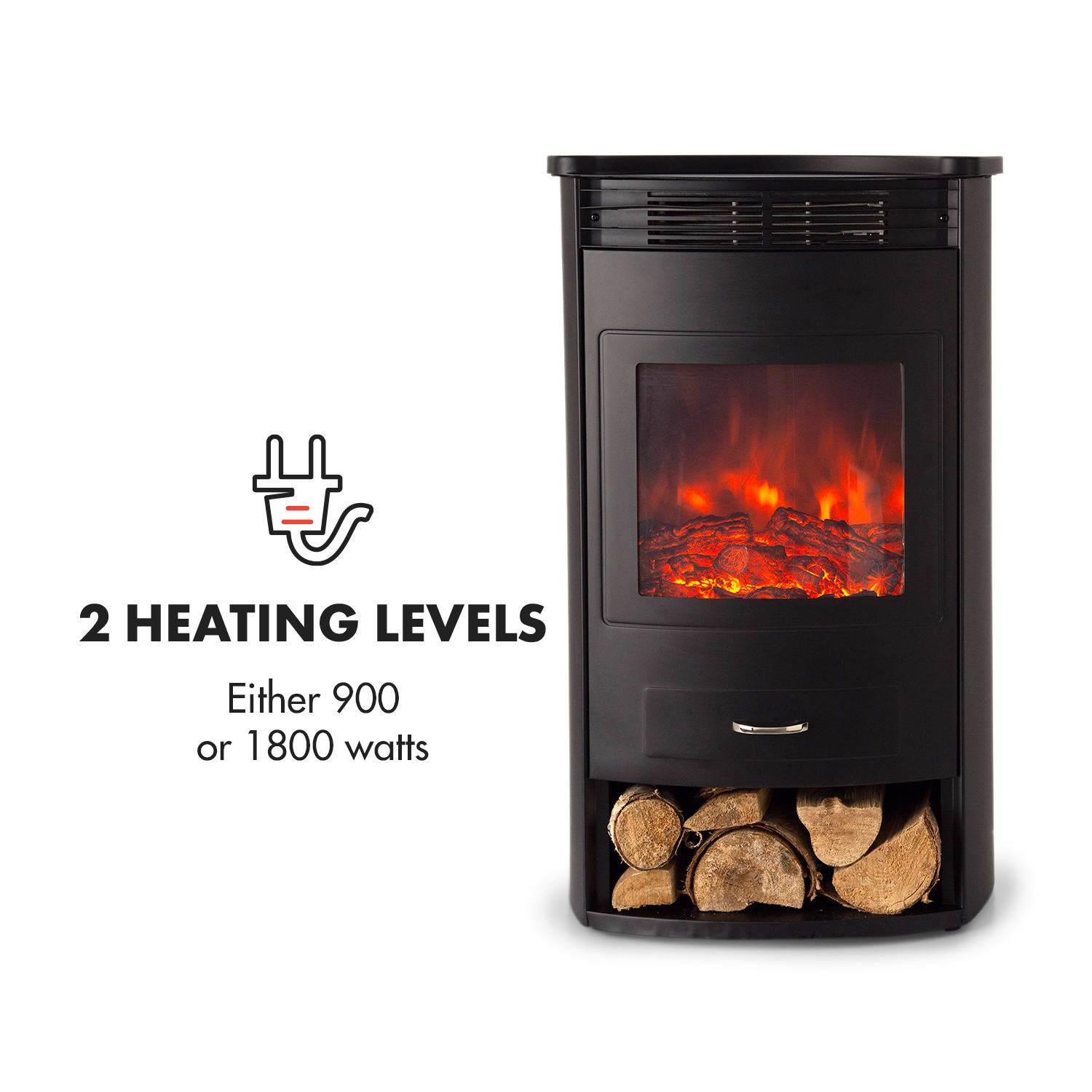 Klarstein Bormio, elektrický krb, 950/1800 W, termostat, týždenný časovač, čierny – Obrázok 3