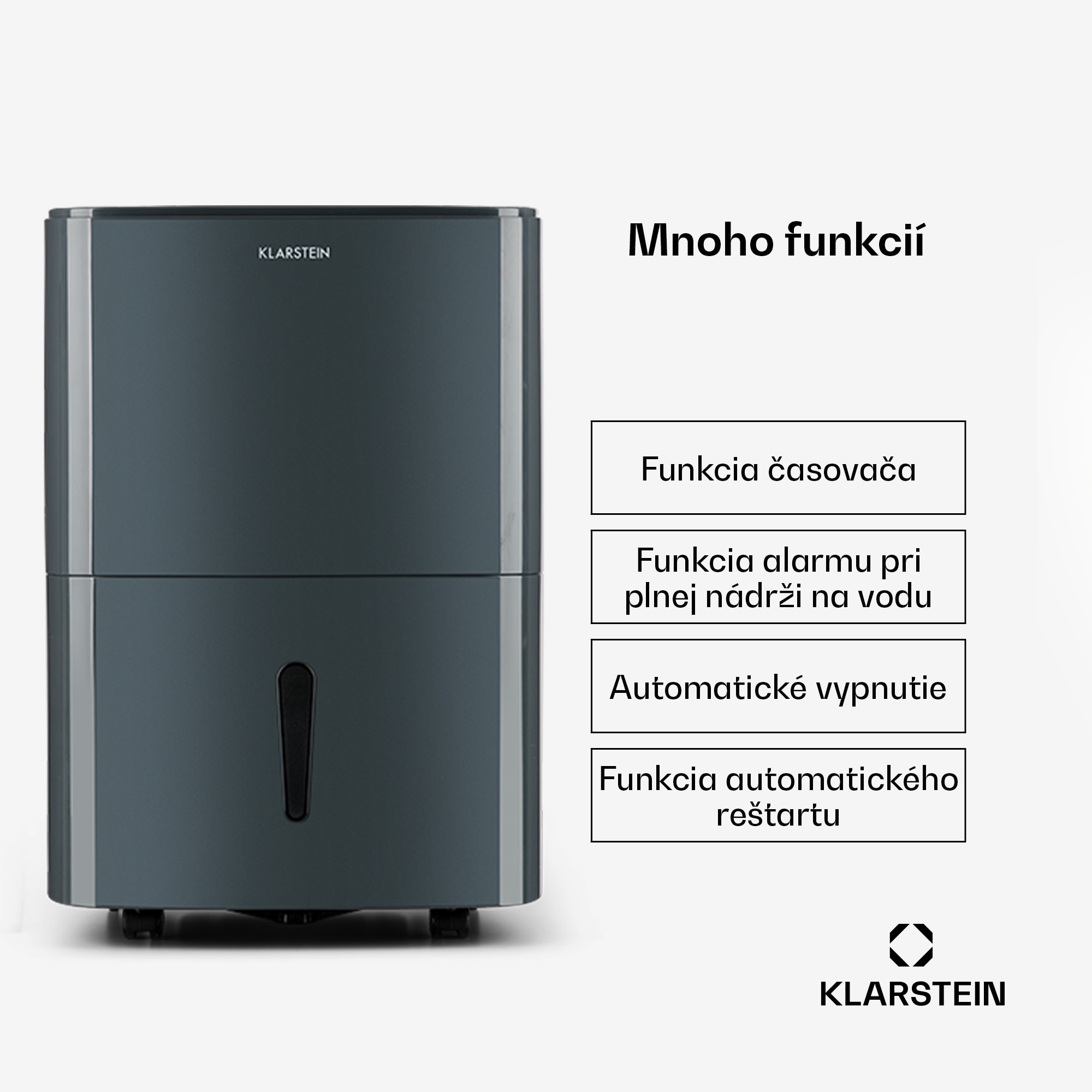 Klarstein DryFy20 Odvlhčovač vzduchu 420W 20l/d 230m³/h 35-50m² DrySelect 45dB Sivá – Obrázok 4