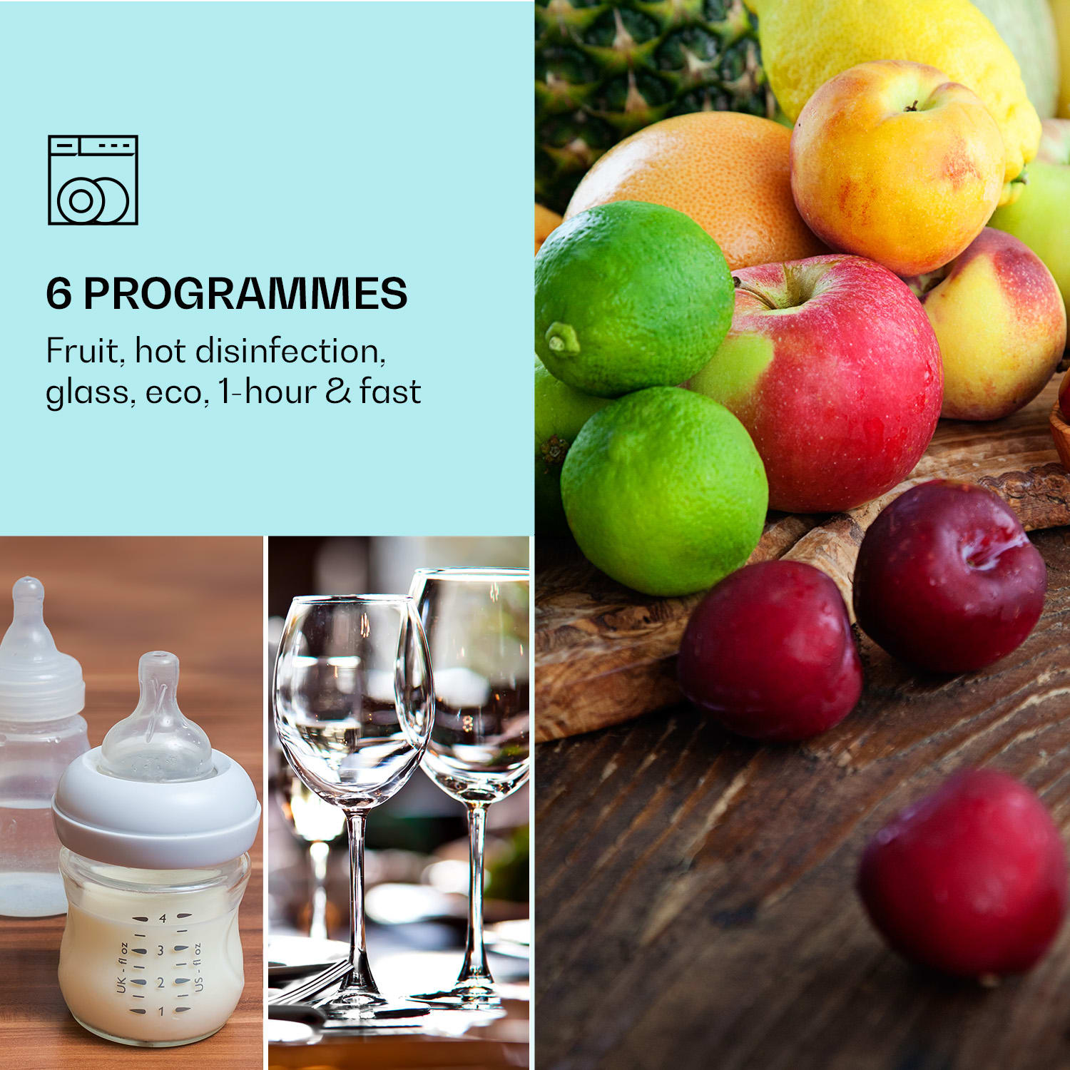 Klarstein Amazonia Mini, umývačka riadu, 6 programov, LED displej – Obrázok 4