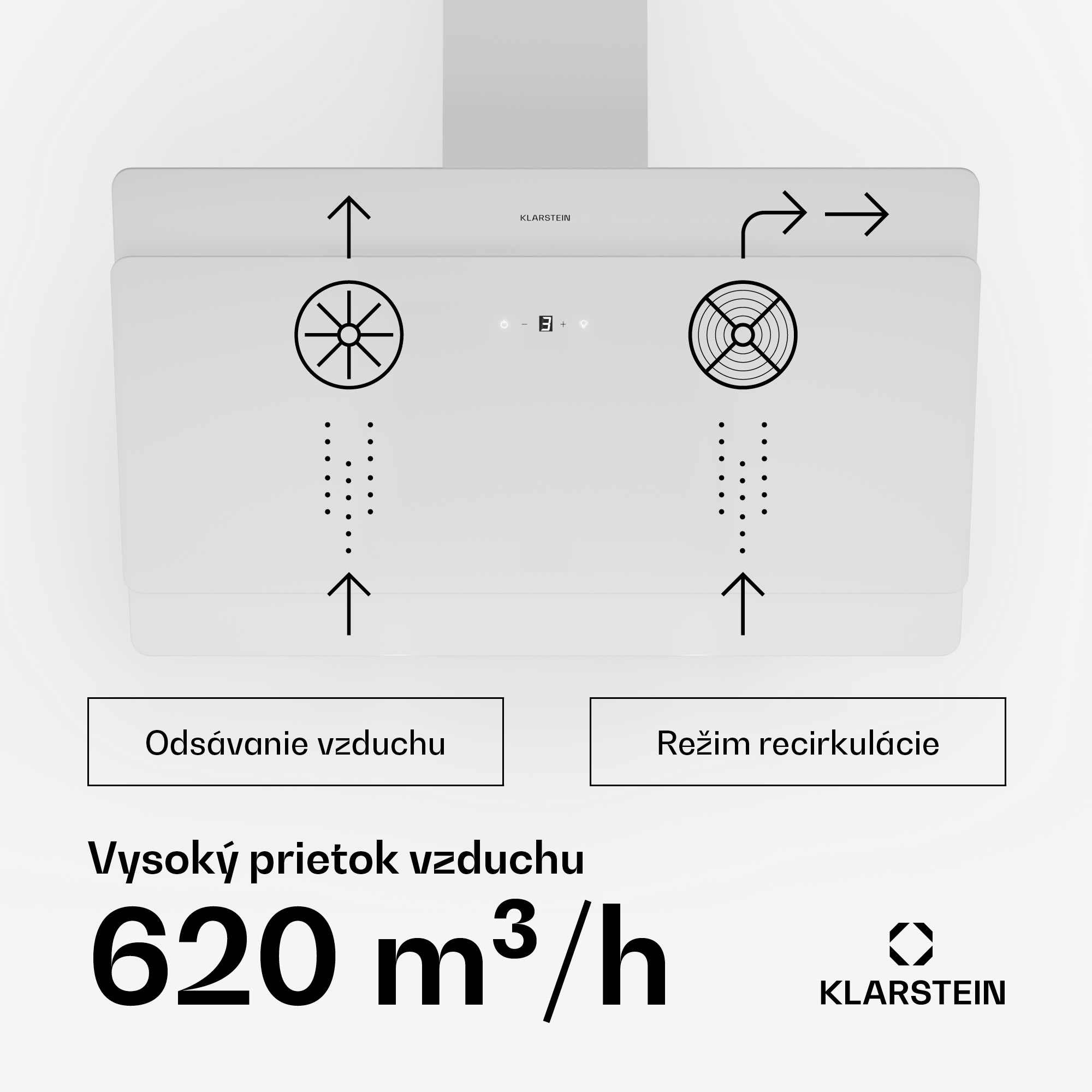 Klarstein Aurica 90, digestor, 90 cm, nástenný, 610 m³/h, LED, dotykové ovládanie, sklo, biely – Obrázok 3
