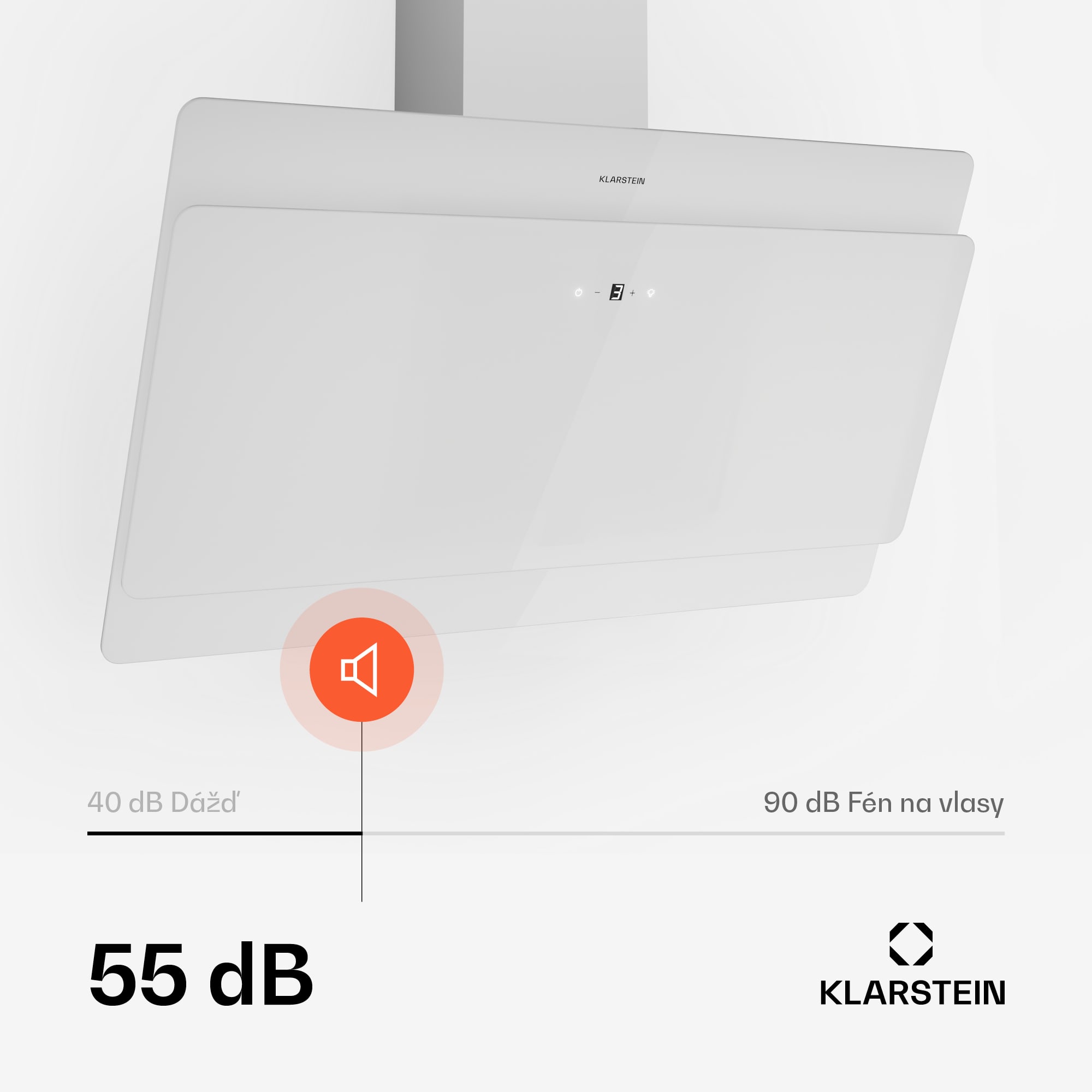 Klarstein Aurica 90, digestor, 90 cm, nástenný, 610 m³/h, LED, dotykové ovládanie, sklo, biely – Obrázok 4