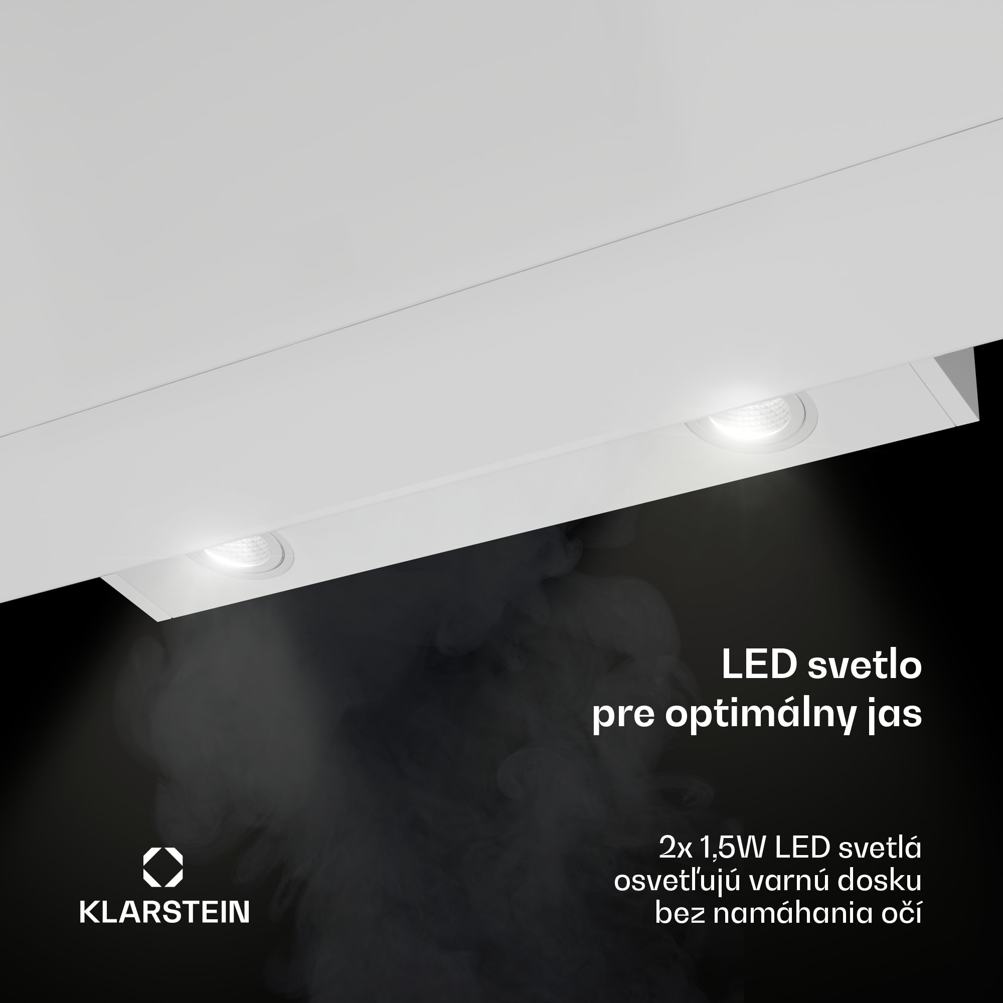 Klarstein Aurica 90, digestor, 90 cm, nástenný, 610 m³/h, LED, dotykové ovládanie, sklo, biely – Obrázok 5