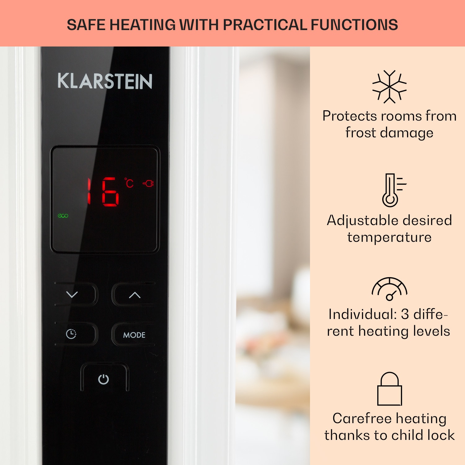 Klarstein Thermaxx 2500, olejový radiátor, 2500 W, 5-35 °C, 24-hod. časovač, biely/čierny – Obrázok 4