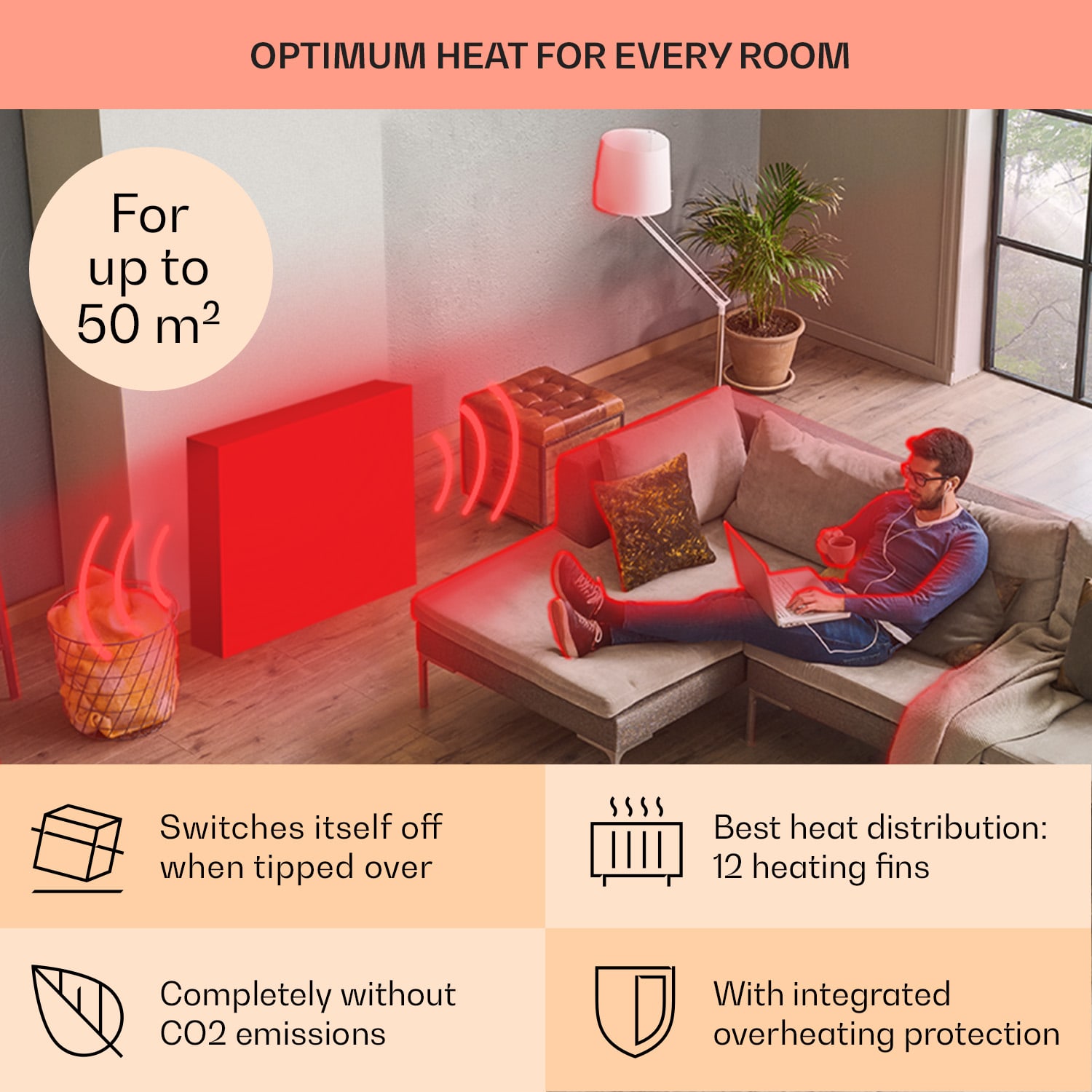 Klarstein Thermaxx 2500, olejový radiátor, 2500 W, 5-35 °C, 24-hod. časovač, biely/čierny – Obrázok 5