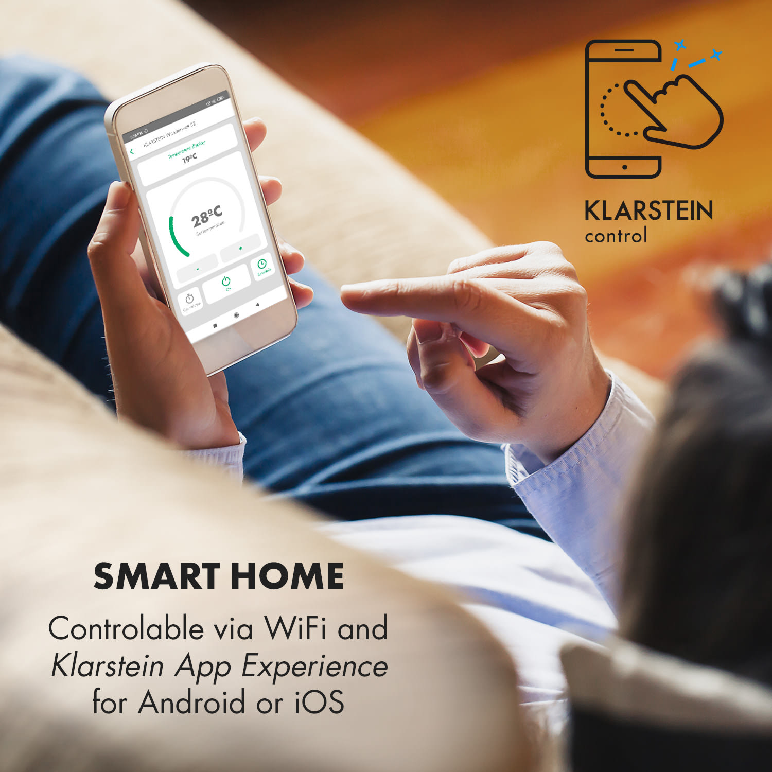 Klarstein Wonderwall 360 Smart, infračervený ohrievač, 60 x 60 cm, 360 W, týždenný časovač, IP24, biely – Obrázok 2