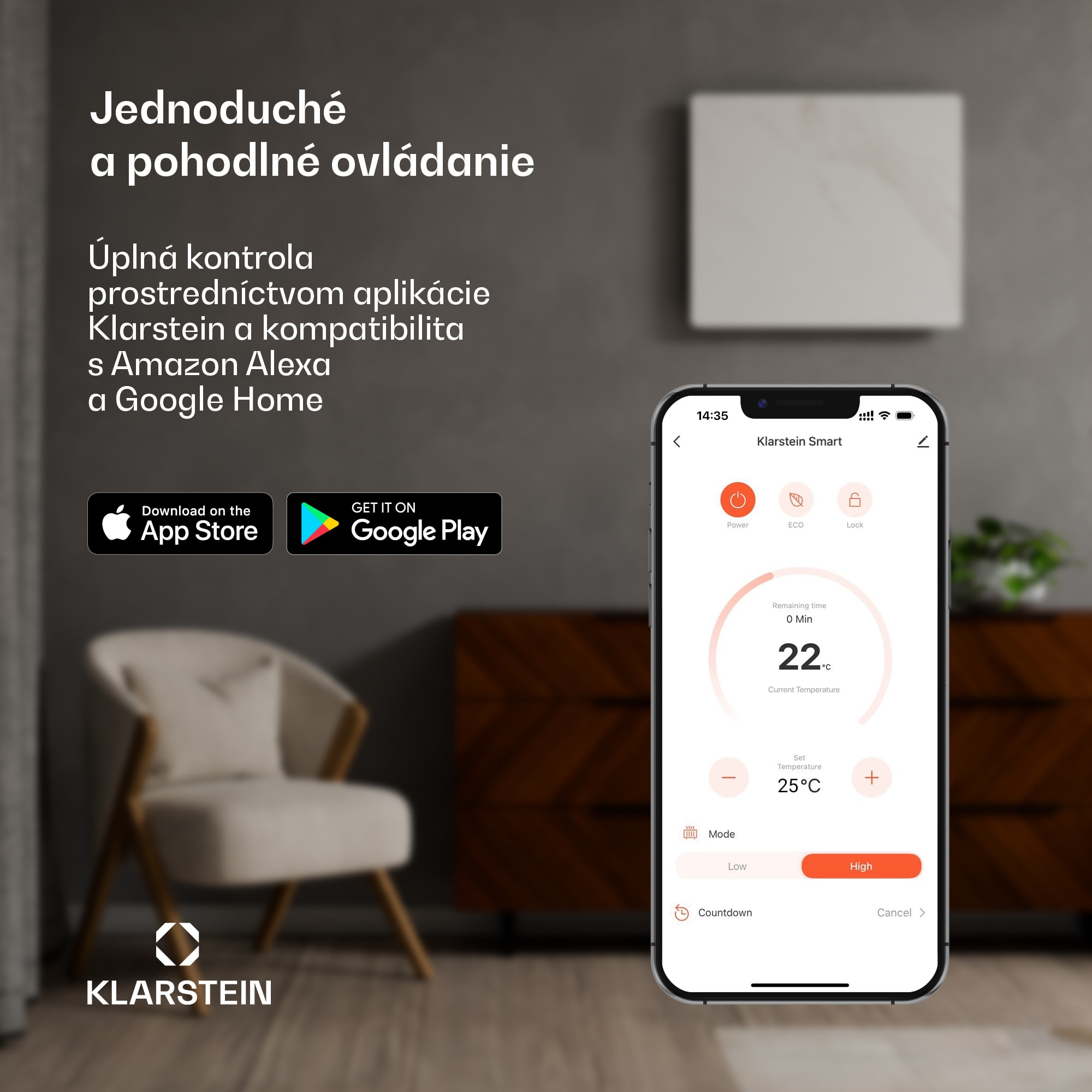 Klarstein Wonderwall 300 Smart, infračervený ohrievač, 30 x 100 cm, 300 W, týždenný časovač, IP24, biely – Obrázok 2