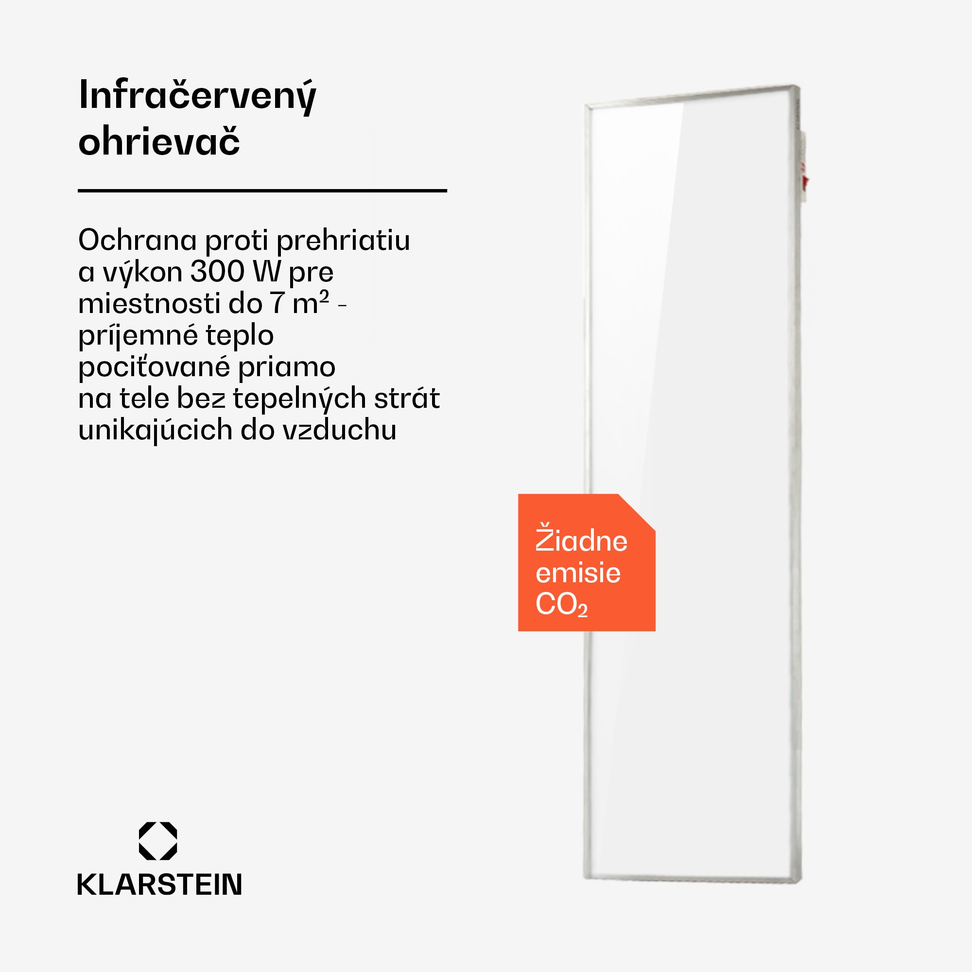 Klarstein Wonderwall 300 Smart, infračervený ohrievač, 30 x 100 cm, 300 W, týždenný časovač, IP24, biely – Obrázok 3