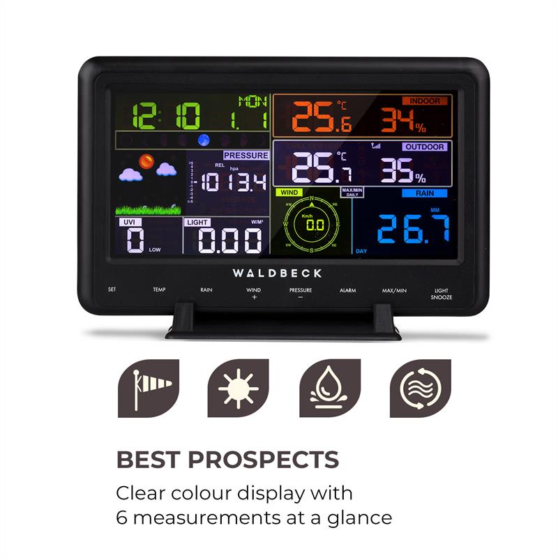 Waldbeck Huygens, profesionálna meteorologická stanica, 6 v 1, farebný displej, WiFi, aplikácia – Obrázok 2