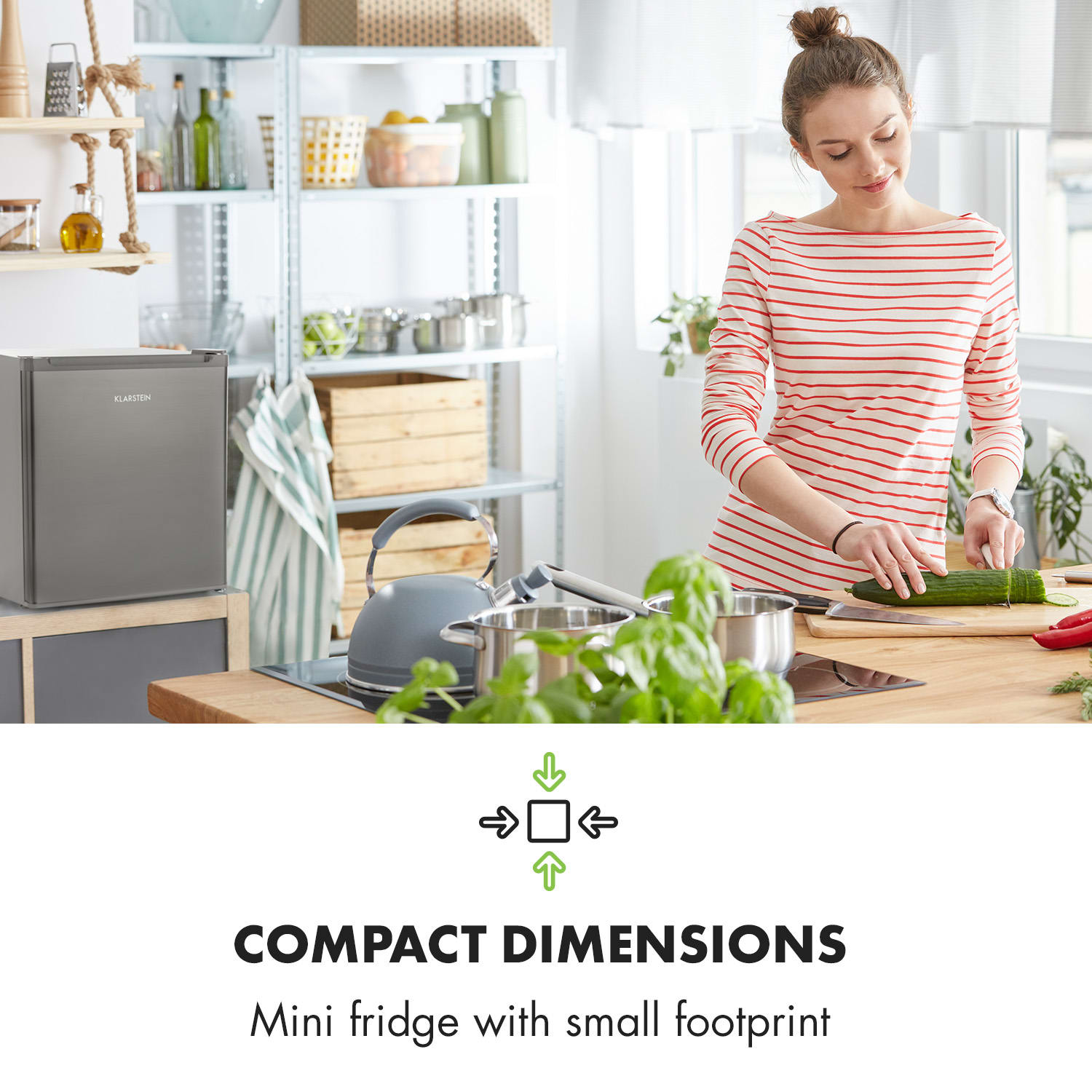 Klarstein Snoopy Eco, mini chladnička, mraziaci priečinok, 41 l, energet. trieda F, 39 dB, čierna – Obrázok 2