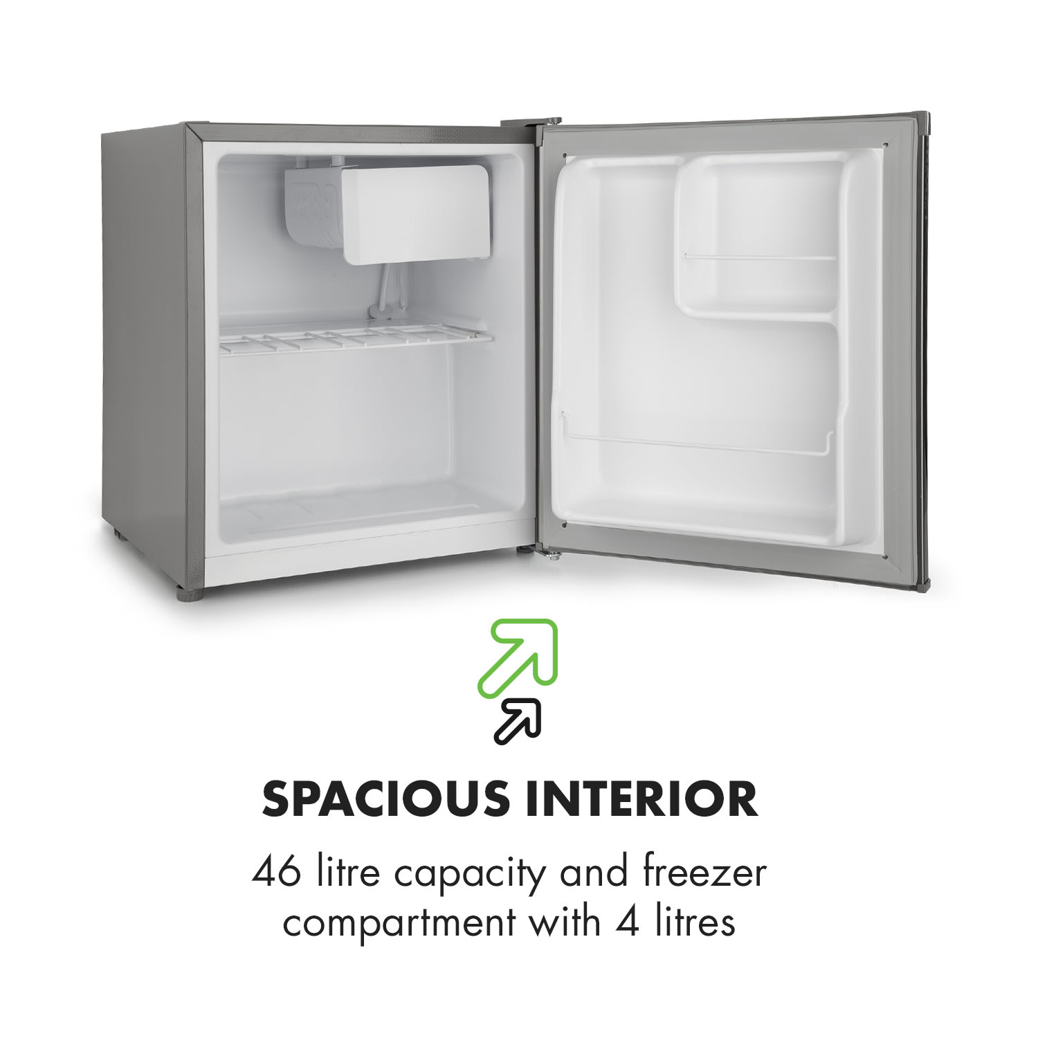 Klarstein Snoopy Eco, mini chladnička, mraziaci priečinok, 41 l, energet. trieda F, 39 dB, čierna – Obrázok 3