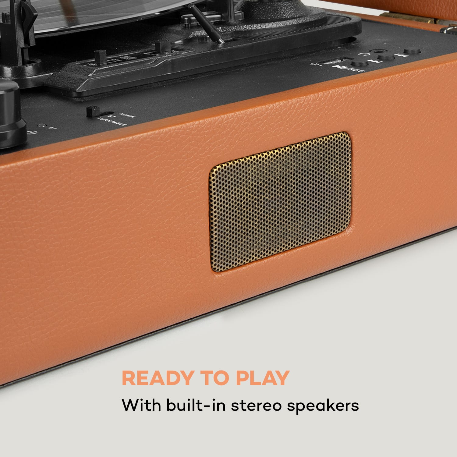 Auna Jerry Lee BT, gramofón, BT, USB, nahrávanie a prehrávanie, hnedý – Obrázok 3