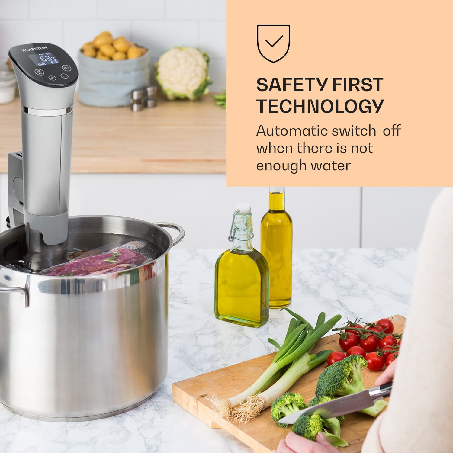 Klarstein Quickstick Flex, Sous Vide varič, 1300 W, 0 - 95 °C, 3D cirkulácia, IPX7, časovač, strieborný – Obrázok 2