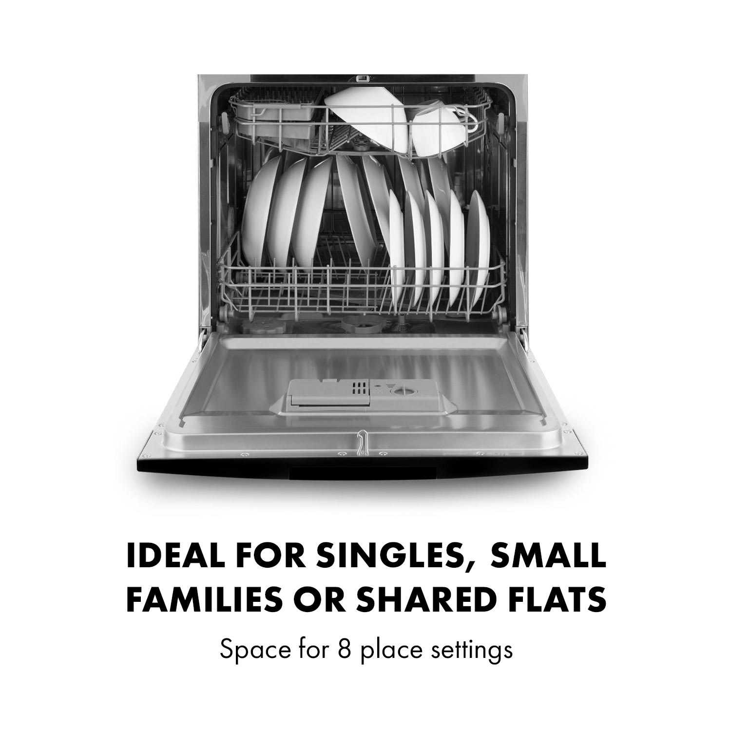 Klarstein Amazonia 8 Neo, stolná umývačka riadu, 8 programov, LED displej, čierna – Obrázok 4