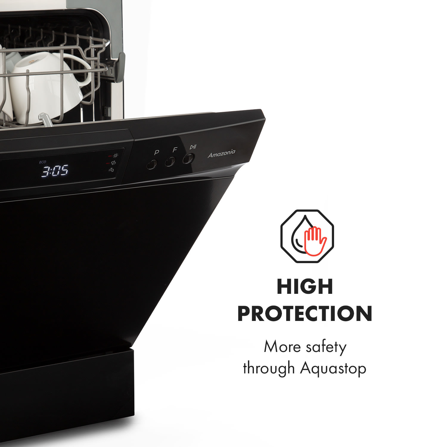 Klarstein Amazonia 8 Neo, stolná umývačka riadu, 8 programov, LED displej, čierna – Obrázok 5