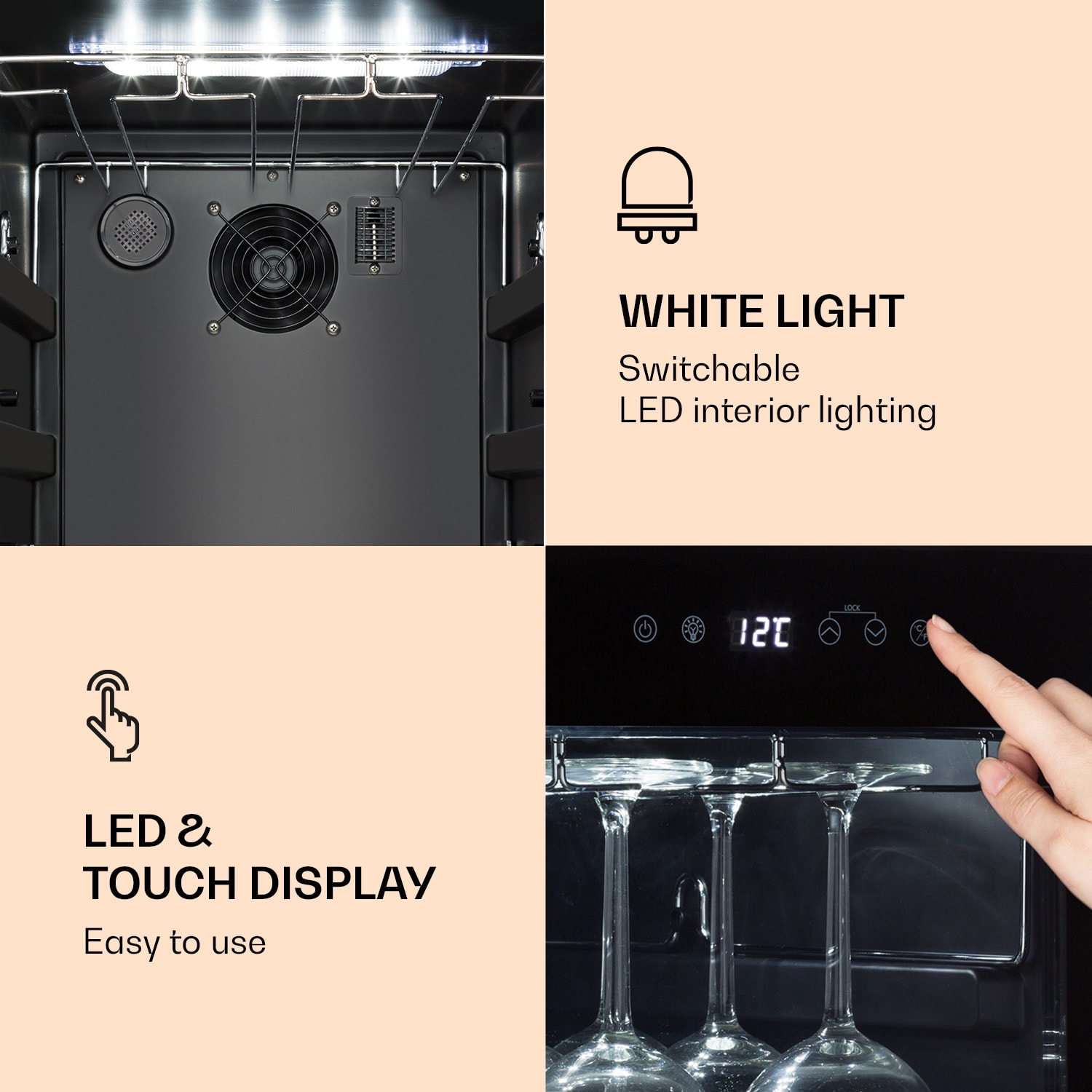 Klarstein Bellevin 62, vinotéka, 173 l, 56 fliaš, 5-20°C, energet. trieda G, čierna – Obrázok 3