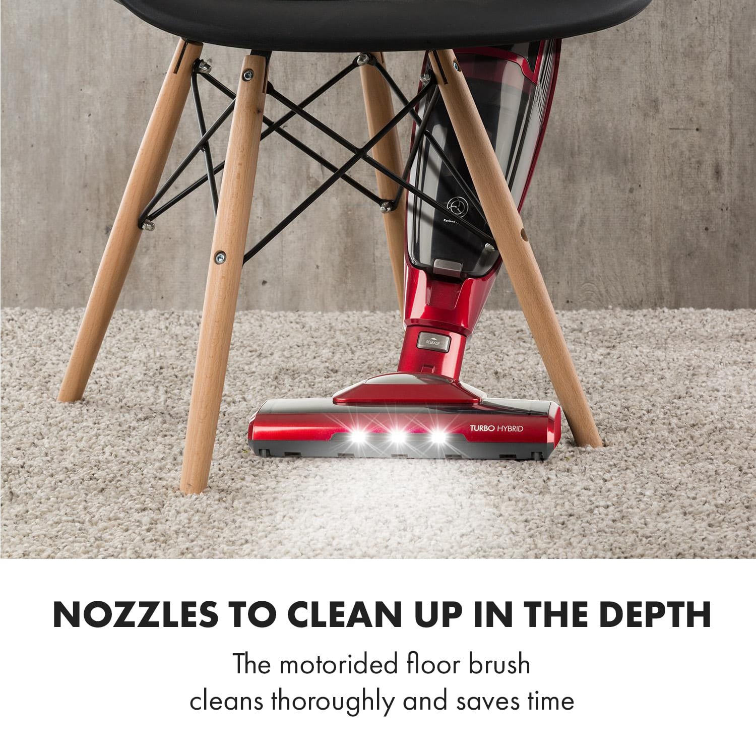 Klarstein TurboHybrid, vysávač, podlahový a ručný vysávač, metalický červený – Obrázok 3