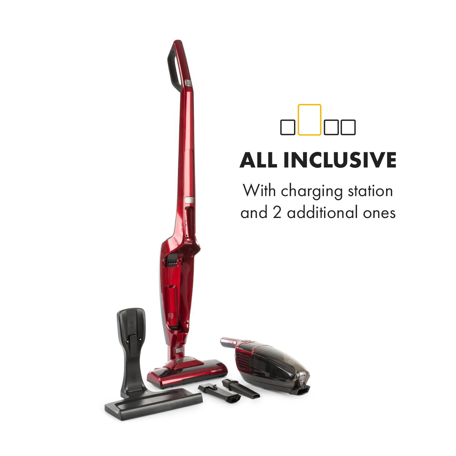 Klarstein TurboHybrid, vysávač, podlahový a ručný vysávač, metalický červený – Obrázok 4