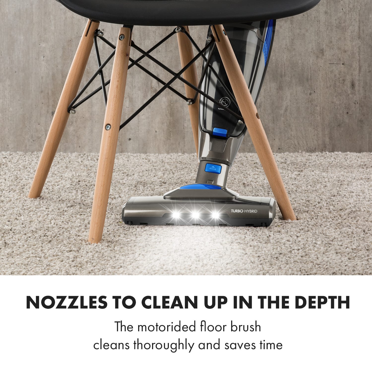 Klarstein TurboHybrid, vysávač, podlahový a ručný vysávač, antracitovo/modrý – Obrázok 3