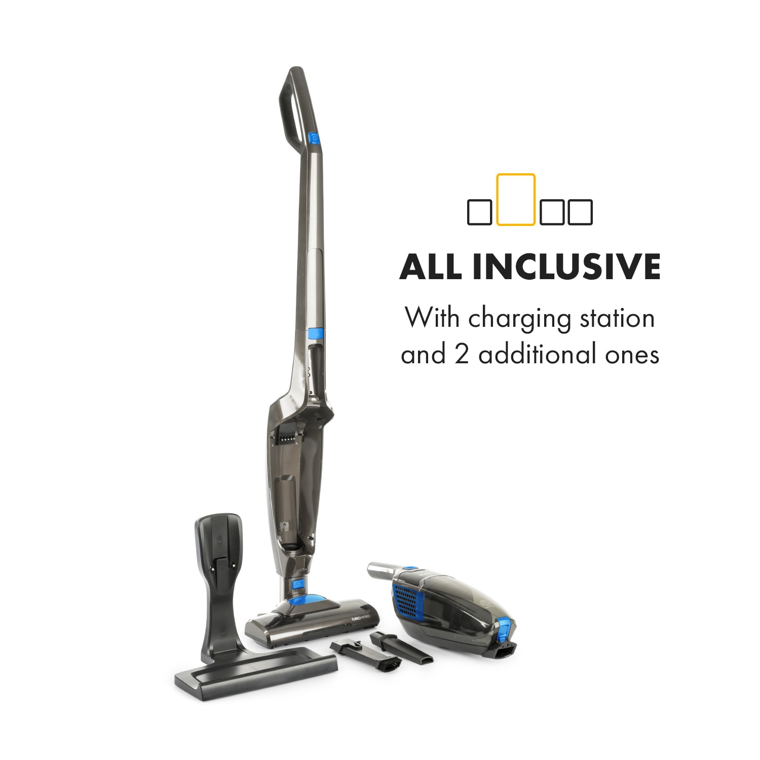 Klarstein TurboHybrid, vysávač, podlahový a ručný vysávač, antracitovo/modrý – Obrázok 4
