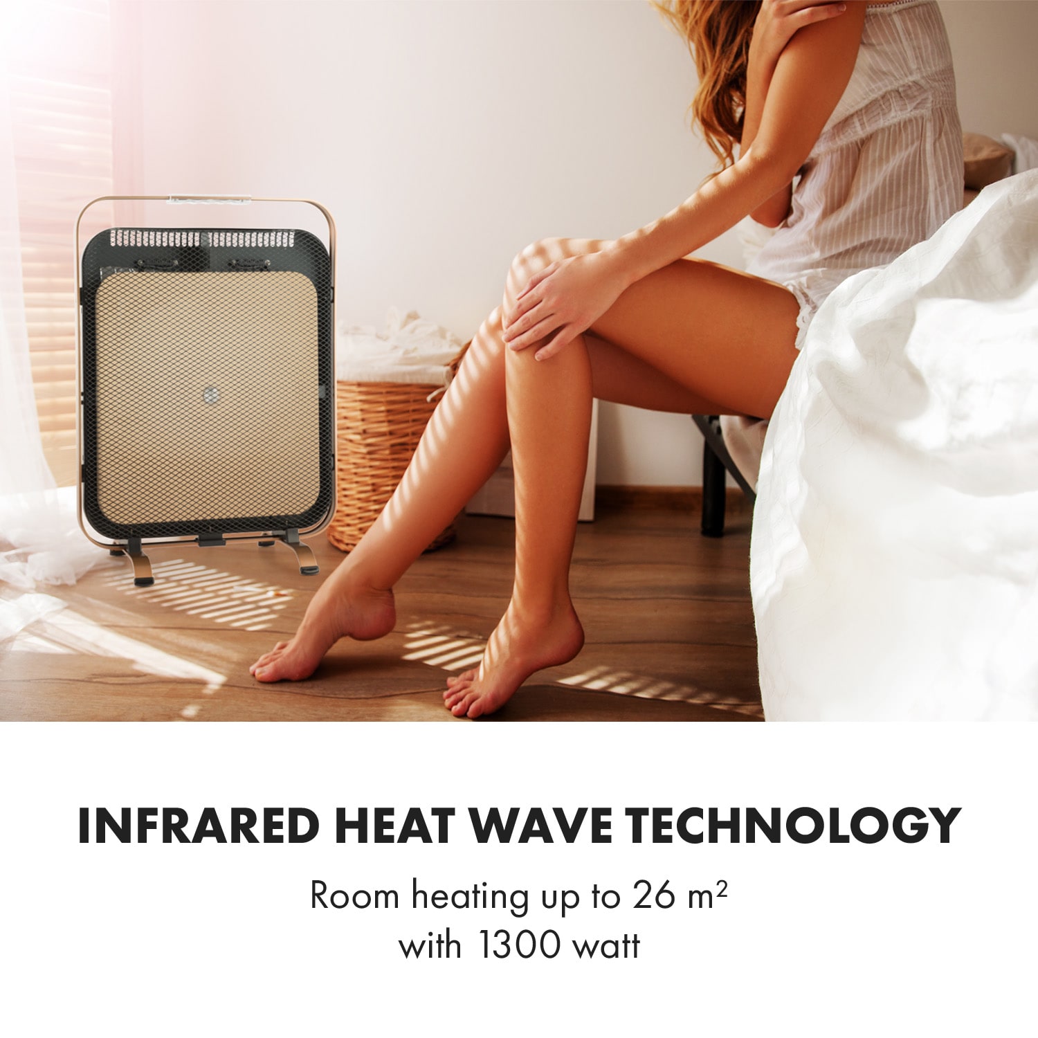 Klarstein HeatPal Marble Blackline, infračervený ohrievač, 1300 W, mramor, hliník – Obrázok 5