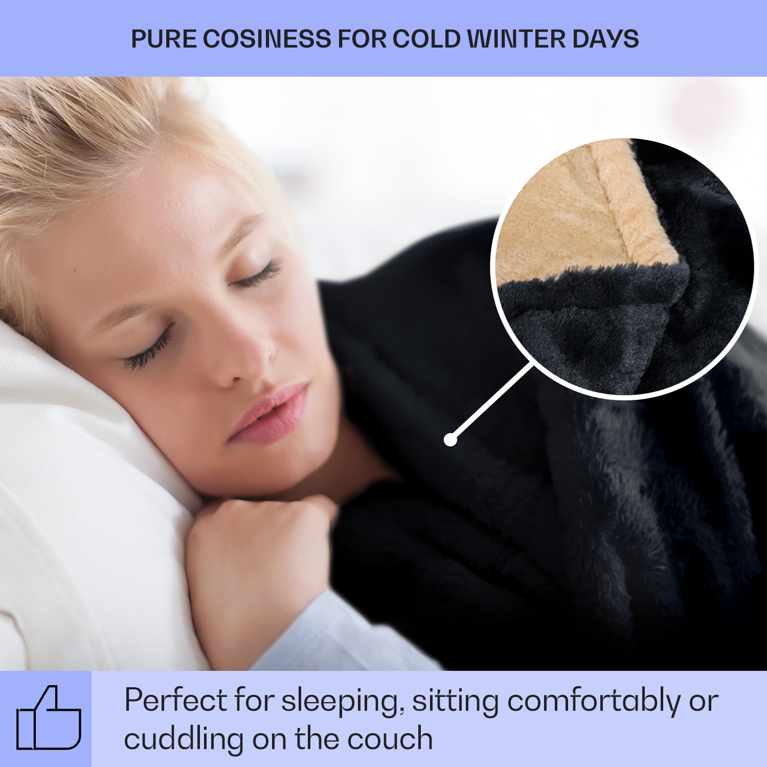 Klarstein Dr. Watson SuperSoft, vyhrievacia deka, 120 W, 180 x 130 cm, chlpatý plyš, béžová/modrá – Obrázok 4