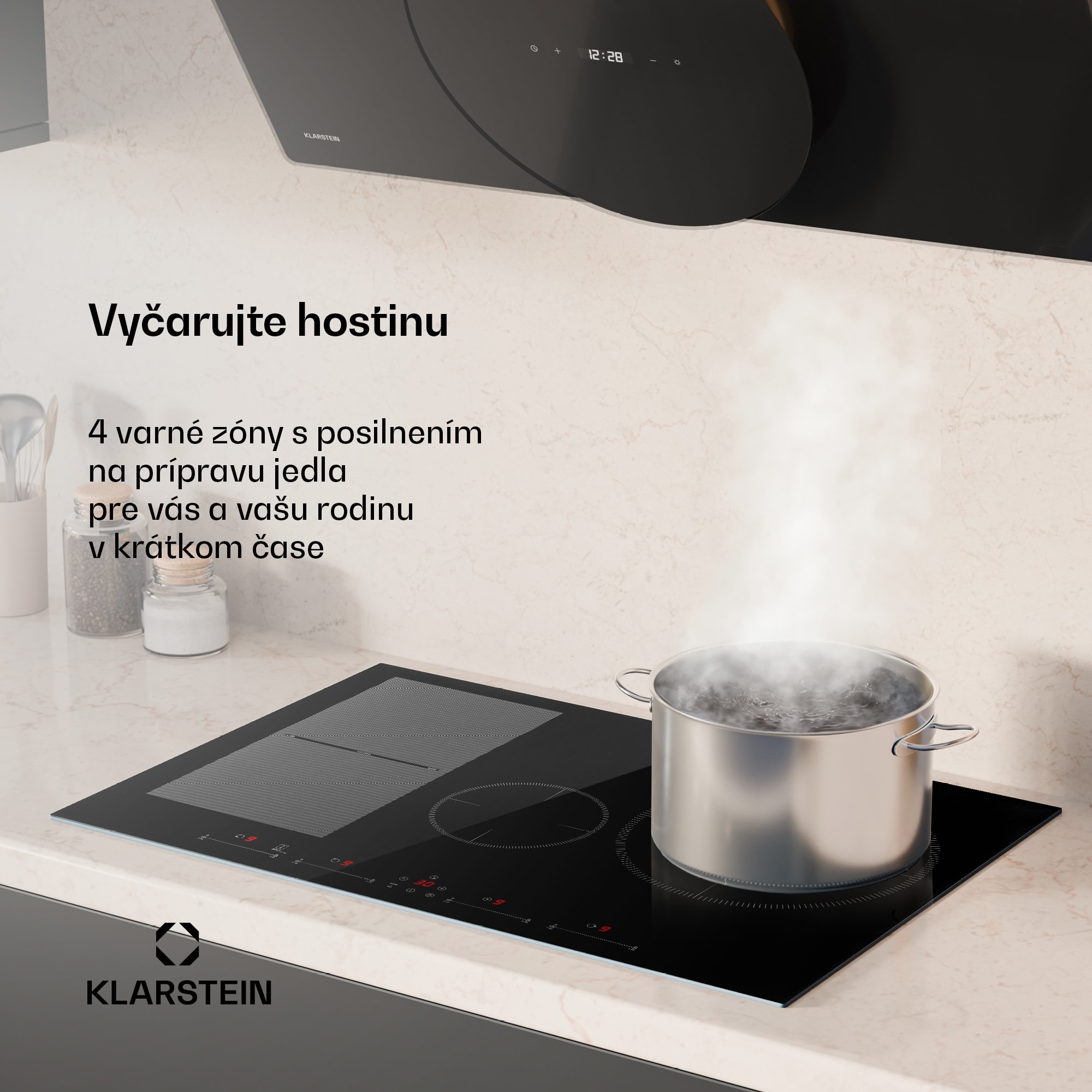 Klarstein Delicatessa 77 Hybrid, vstavaná indukčná varná doska, 7000 W, 4 zóny, čierna – Obrázok 2