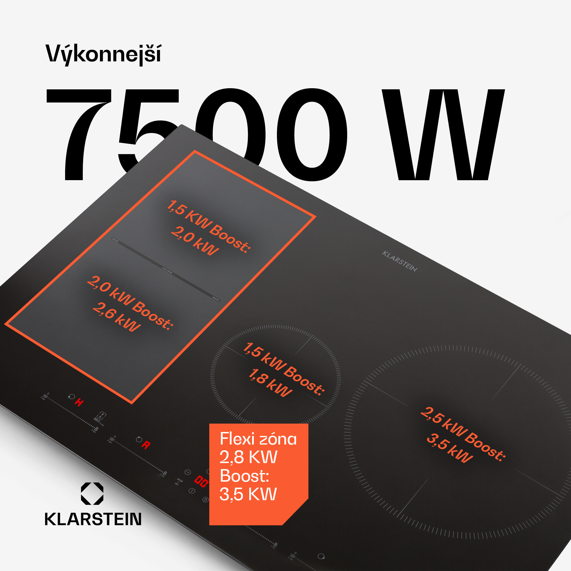 Klarstein Delicatessa 77 Hybrid, vstavaná indukčná varná doska, 7000 W, 4 zóny, čierna – Obrázok 3