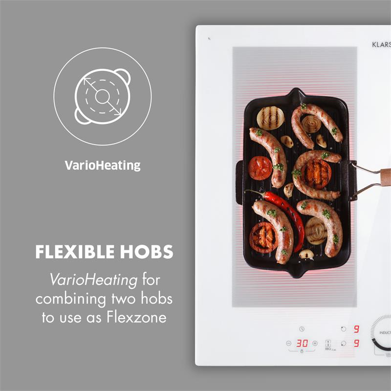 Klarstein Delicatessa 60, vstavaná indukčná varná doska, 7000 W, 4 zóny, sklokeramika, časovač – Obrázok 3