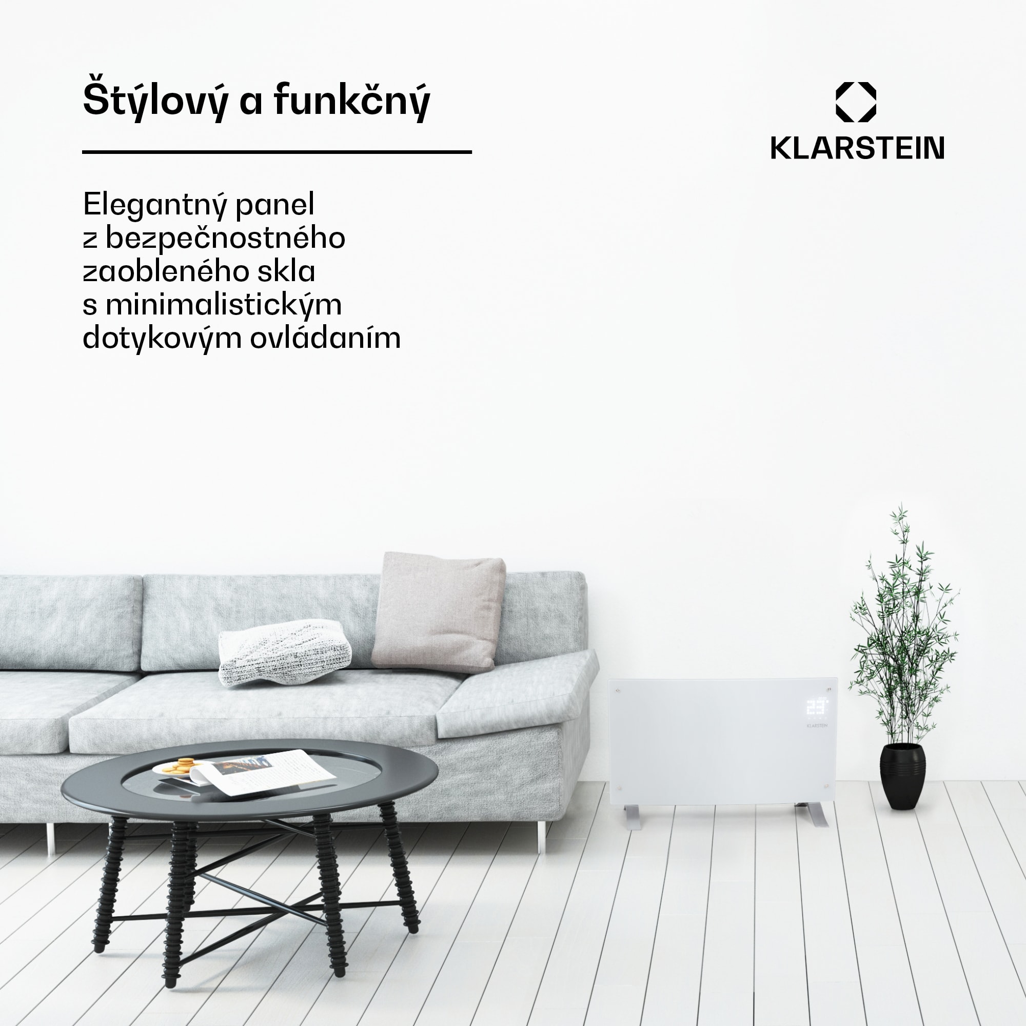 Klarstein Bornholm Curved Ambient, konvektor, 1000/2000 W, biely – Obrázok 3