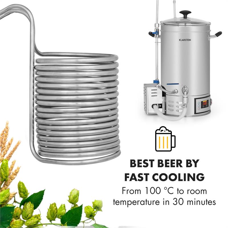 Klarstein Chiller 12, ponorný chladič, sladový chladič, Ø 21,5 cm, 18 závitov, nehrdzavejúca oceľ – Obrázok 2