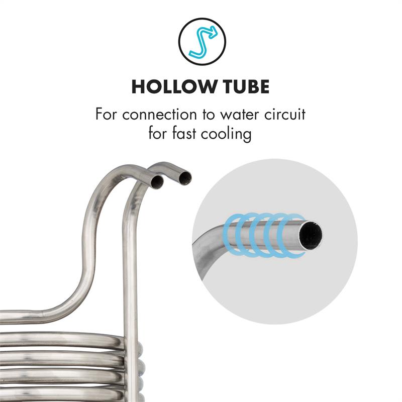 Klarstein Chiller 12, ponorný chladič, sladový chladič, Ø 21,5 cm, 18 závitov, nehrdzavejúca oceľ – Obrázok 4