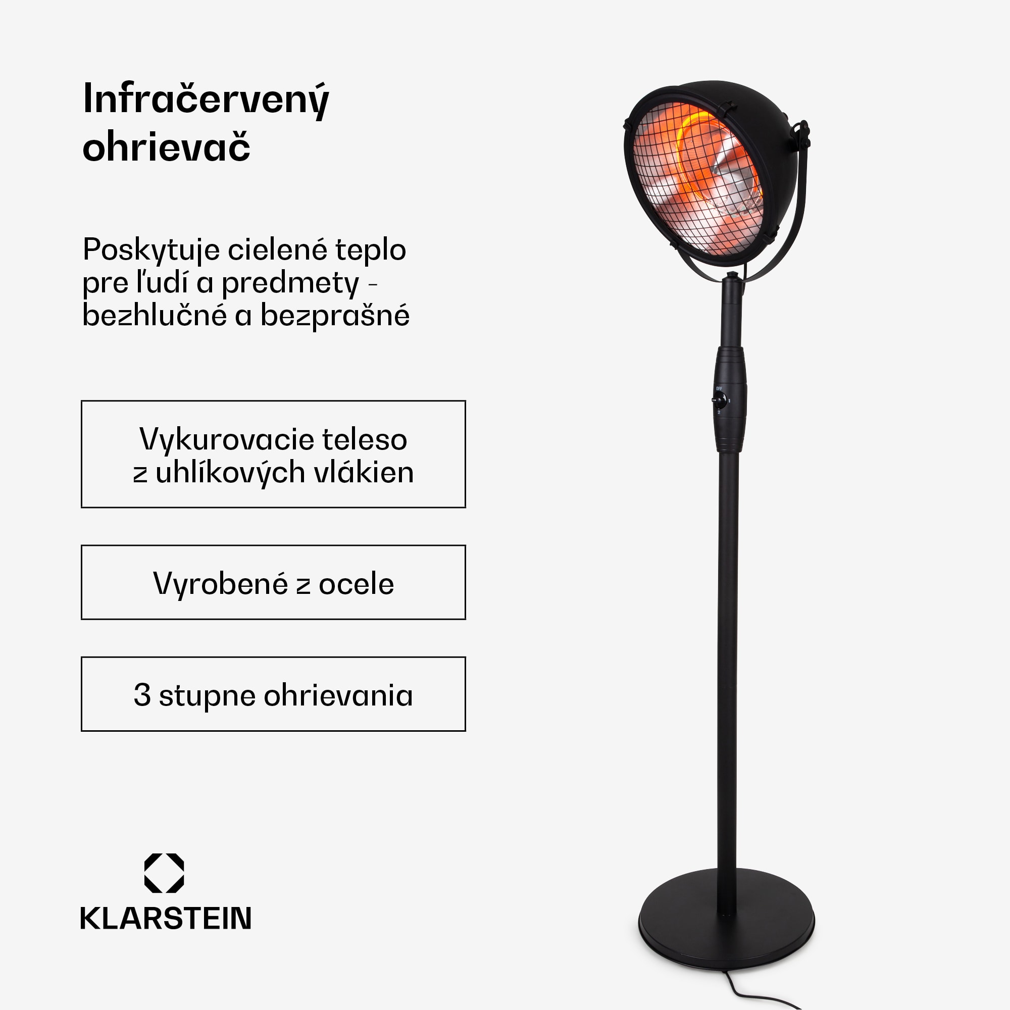 Blumfeldt Heatspot, terasový ohrievač, 900/1200/2100 W, IR ComfortHeat, čierny – Obrázok 2