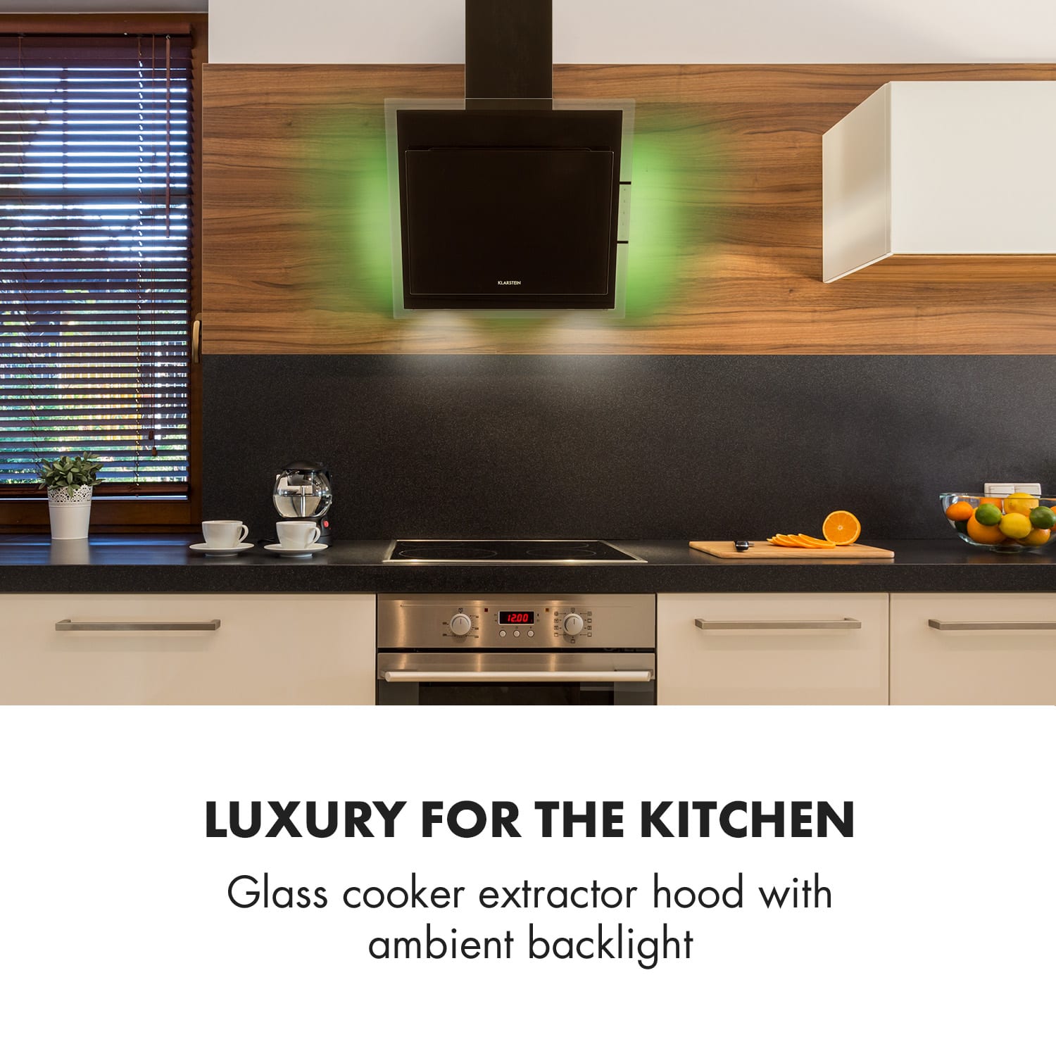 Klarstein Mirage 60, digestor, 60 cm, nástenný, 550 m³/h, A++, dotykový panel, čierny – Obrázok 2