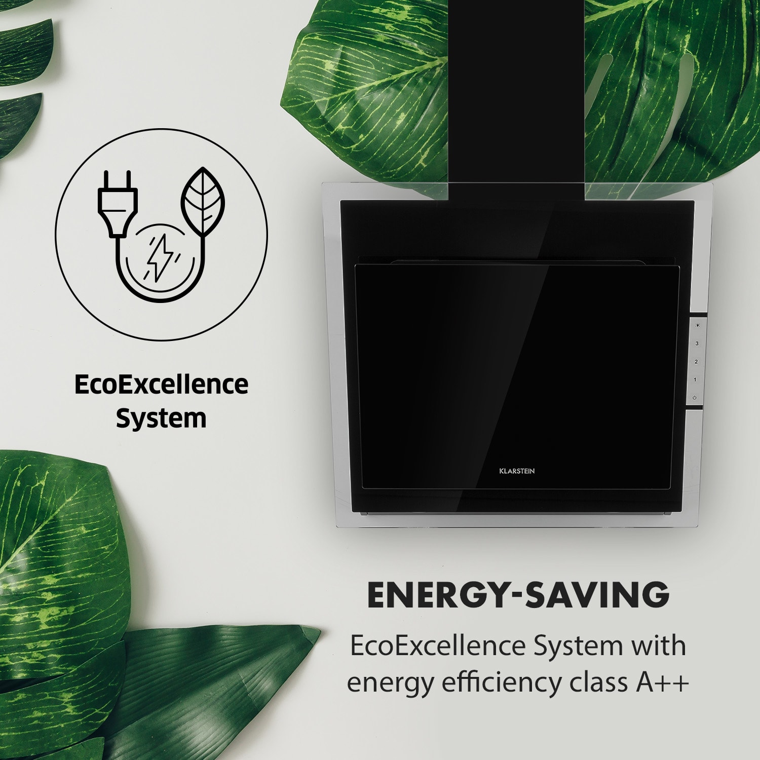 Klarstein Mirage 60, digestor, 60 cm, nástenný, 550 m³/h, A++, dotykový panel, čierny – Obrázok 4