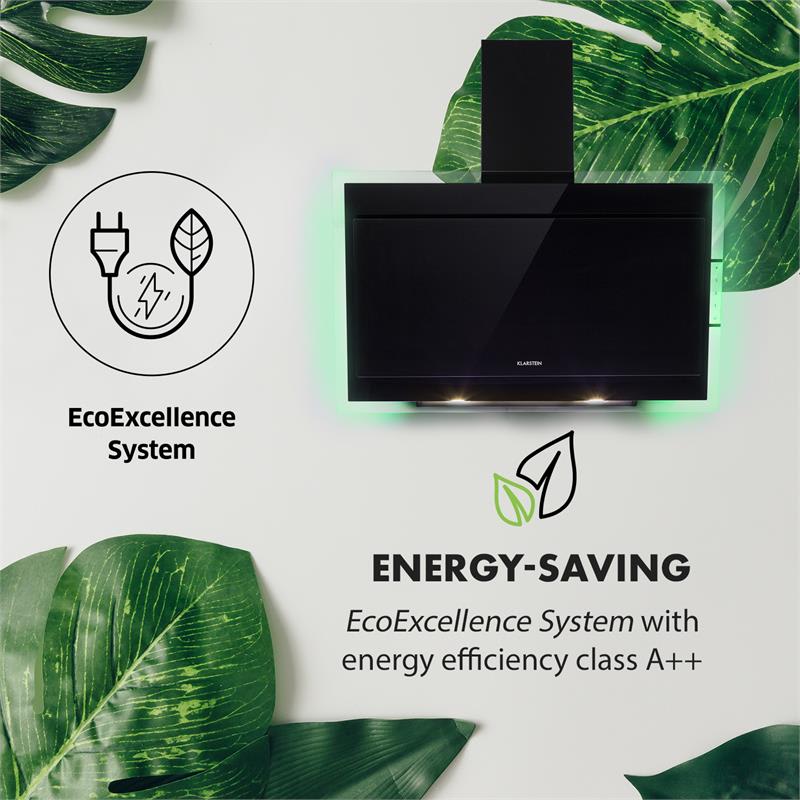 Klarstein Mirage 90, digestor, 90 cm, nástenný, 550 m³/h, A++, dotykový panel, RGB svetlo, čierny – Obrázok 4