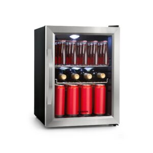 Klarstein Beersafe M, chladnička, energet. trieda C, LED, 2 kovové police, sklenené dvierka, čierna