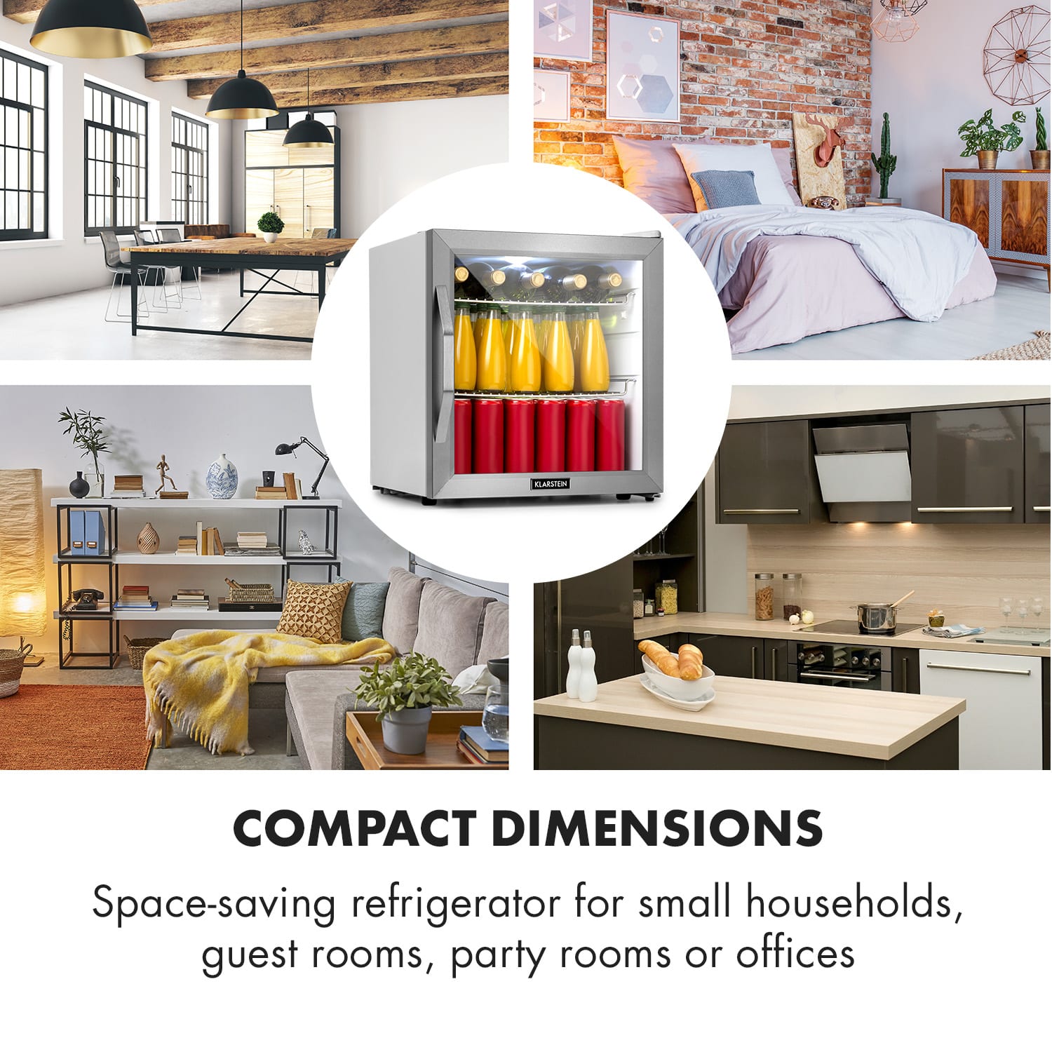 Klarstein Beersafe L Crystal White, chladnička, energet. trieda E, LED, 2 kovové police, sklenené dvere, biela – Obrázok 2