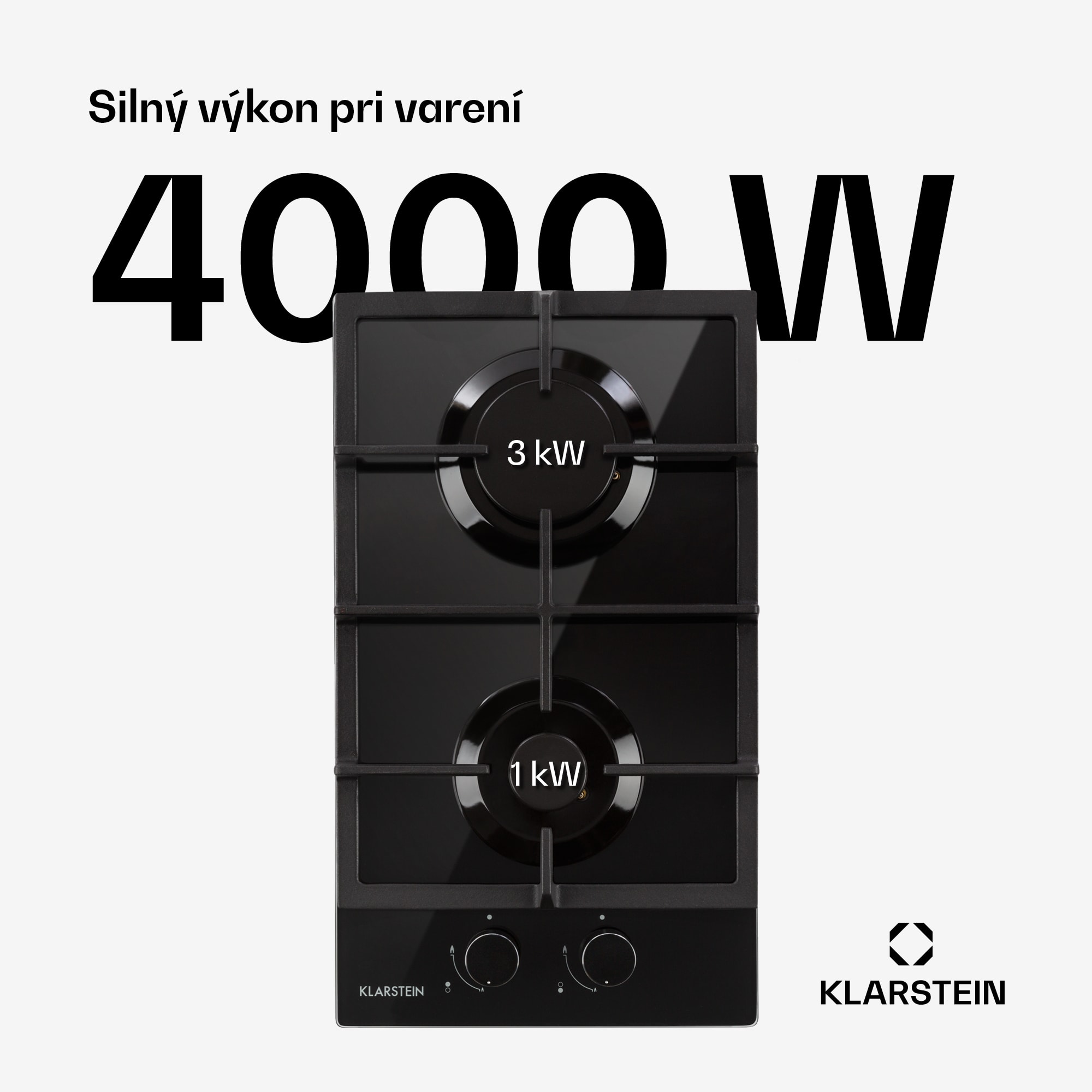 Klarstein Ignito Domino, plynová varná doska, 2 Sabaf horáky, sklokeramika, čierna – Obrázok 2