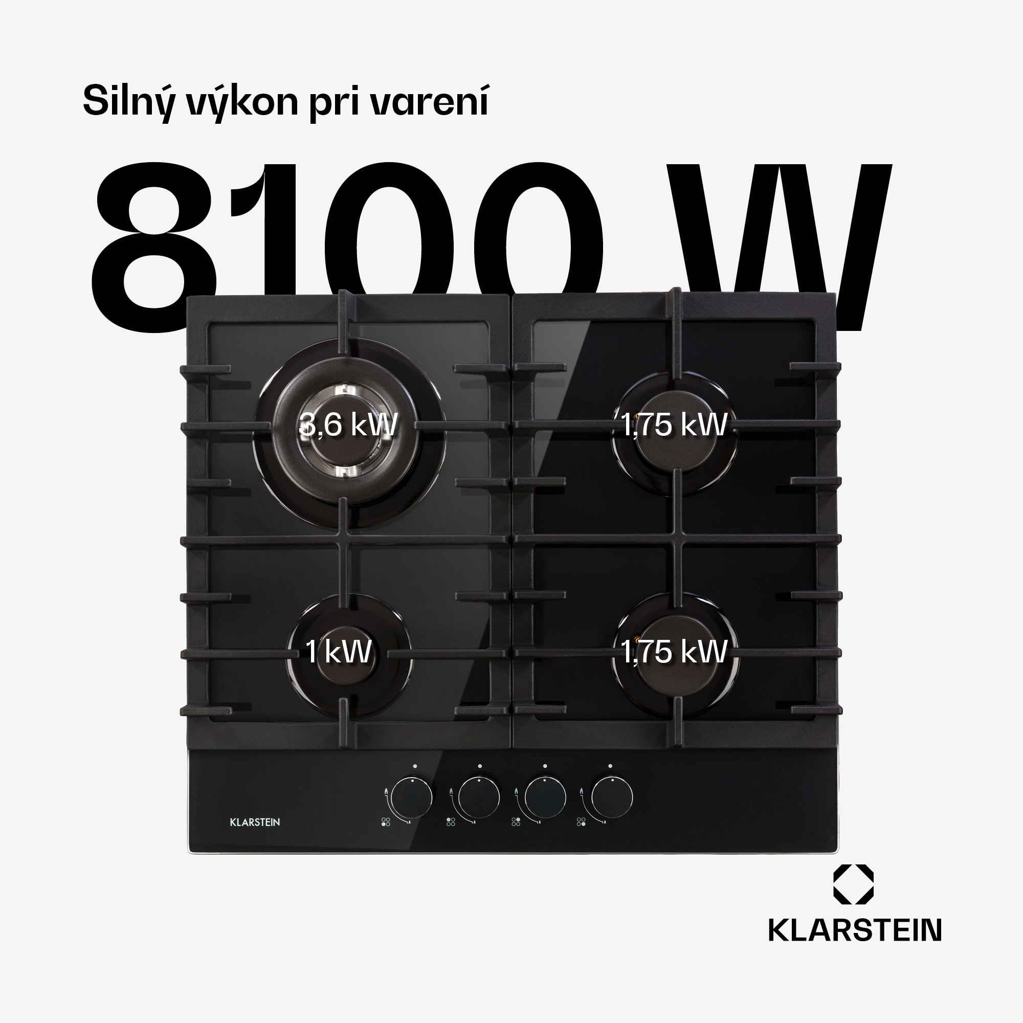 Klarstein Ignito 4, plynová varná doska, 4 Sabaf horáky, sklokeramika, čierna – Obrázok 2