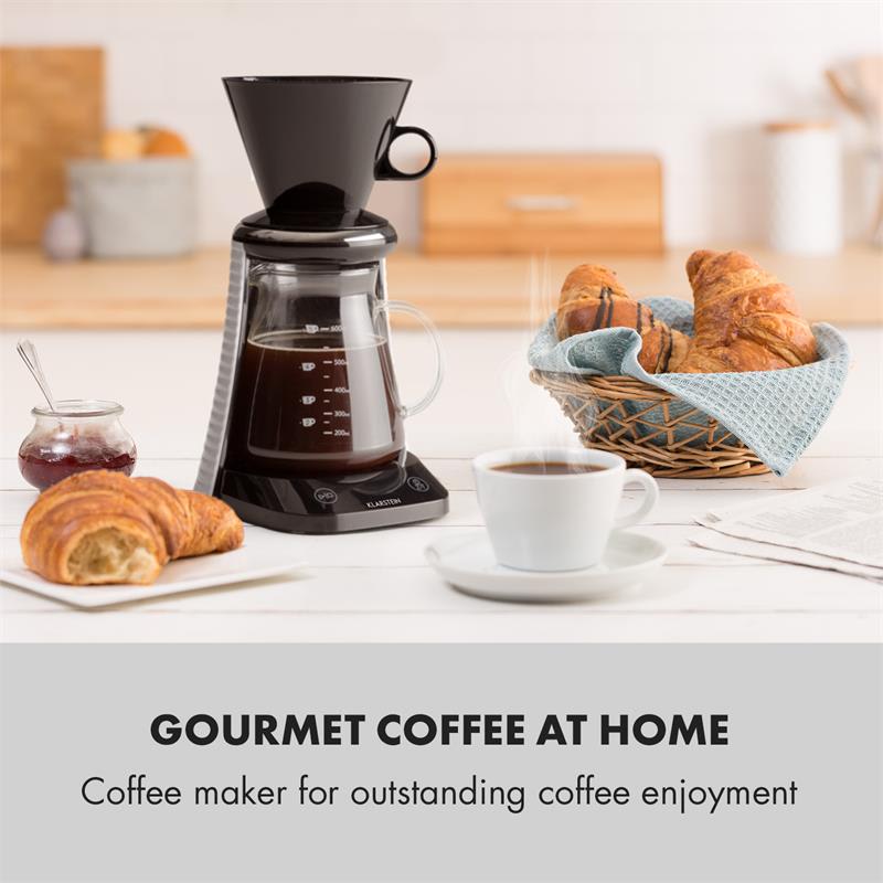 Klarstein Craft Coffee, kávovar, 600 ml, váha, časovač, nadstavec s filtrom, čierny/biely – Obrázok 2