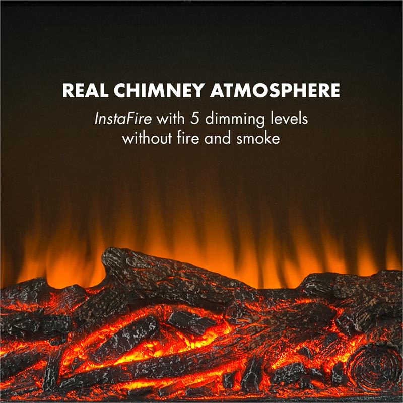Klarstein Bern, elektrický krb, 750/1500 W, LED plameň, diaľkové ovládanie, MDF, biely – Obrázok 3