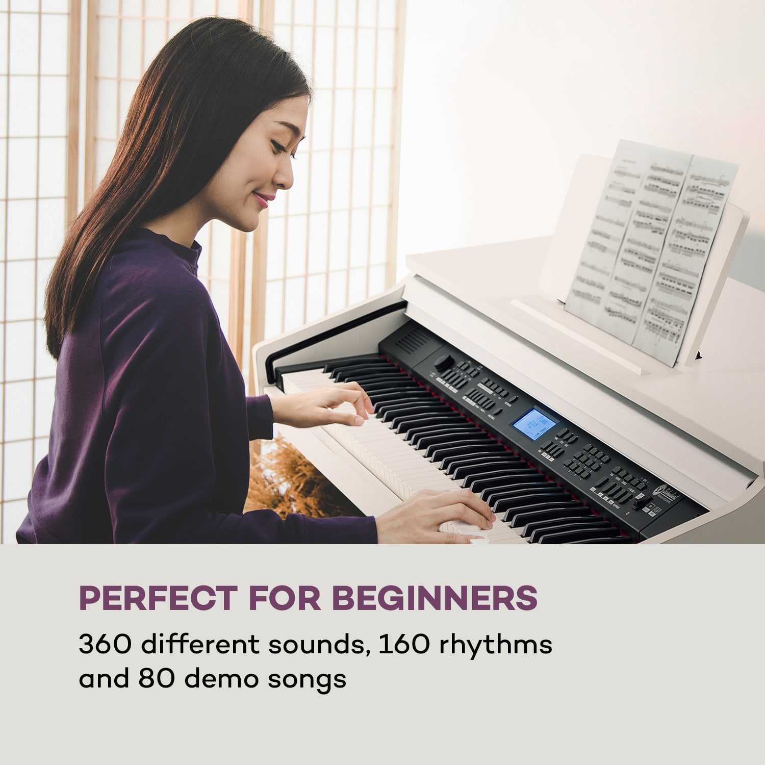 SCHUBERT Subi88 MK II, digitálne piáno, 88 kláves, MIDI, USB, 360 zvukov, 160 rytmov, biele – Obrázok 2