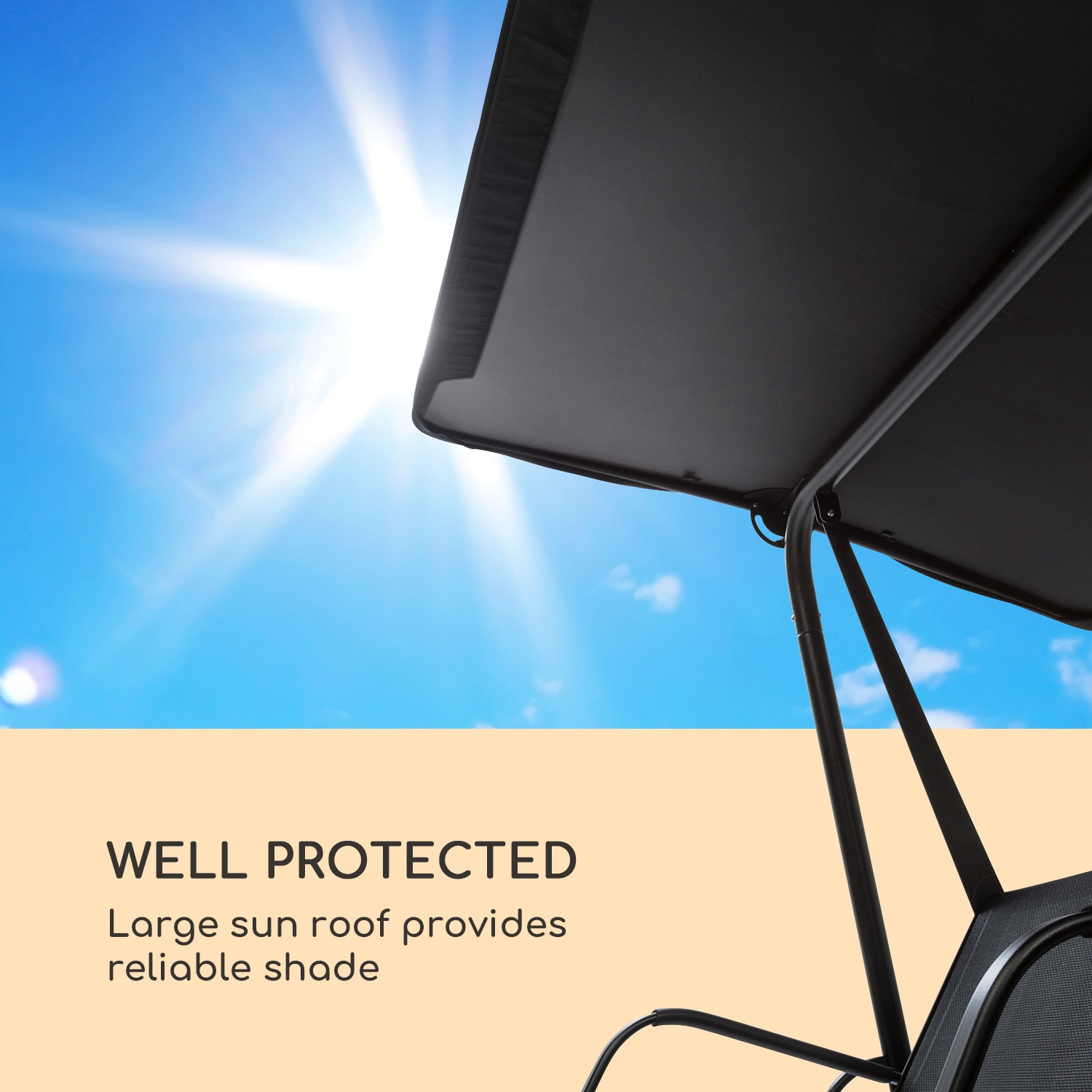 Blumfeldt Bel Air Mono Swing, hollywoodska hojdačka, oceľový rám, Mono Relax, čierna – Obrázok 5