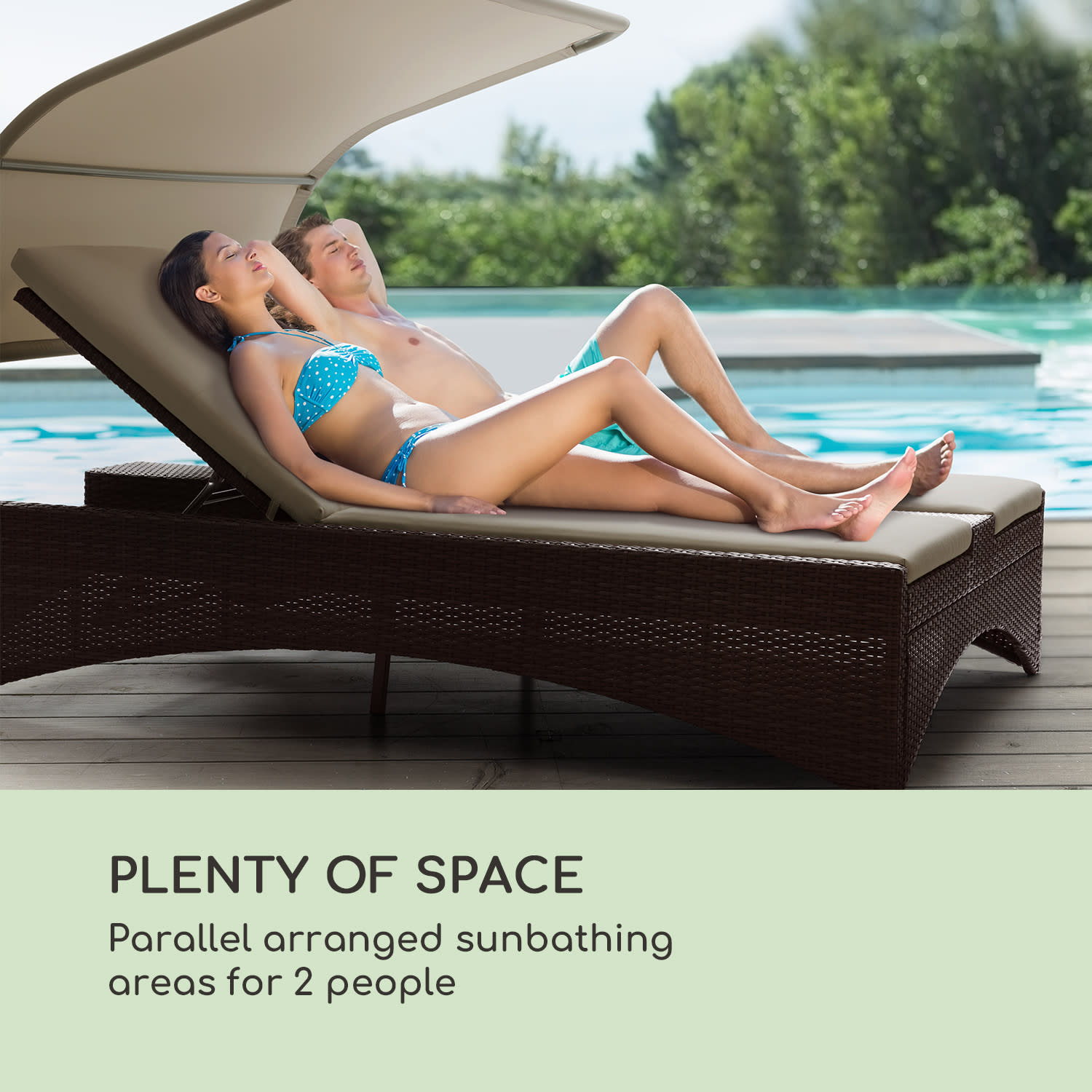 Blumfeldt Eremitage Double Lounger, ležadlo pre 2 osoby, hliníkový rám/ratan, hnedé – Obrázok 3